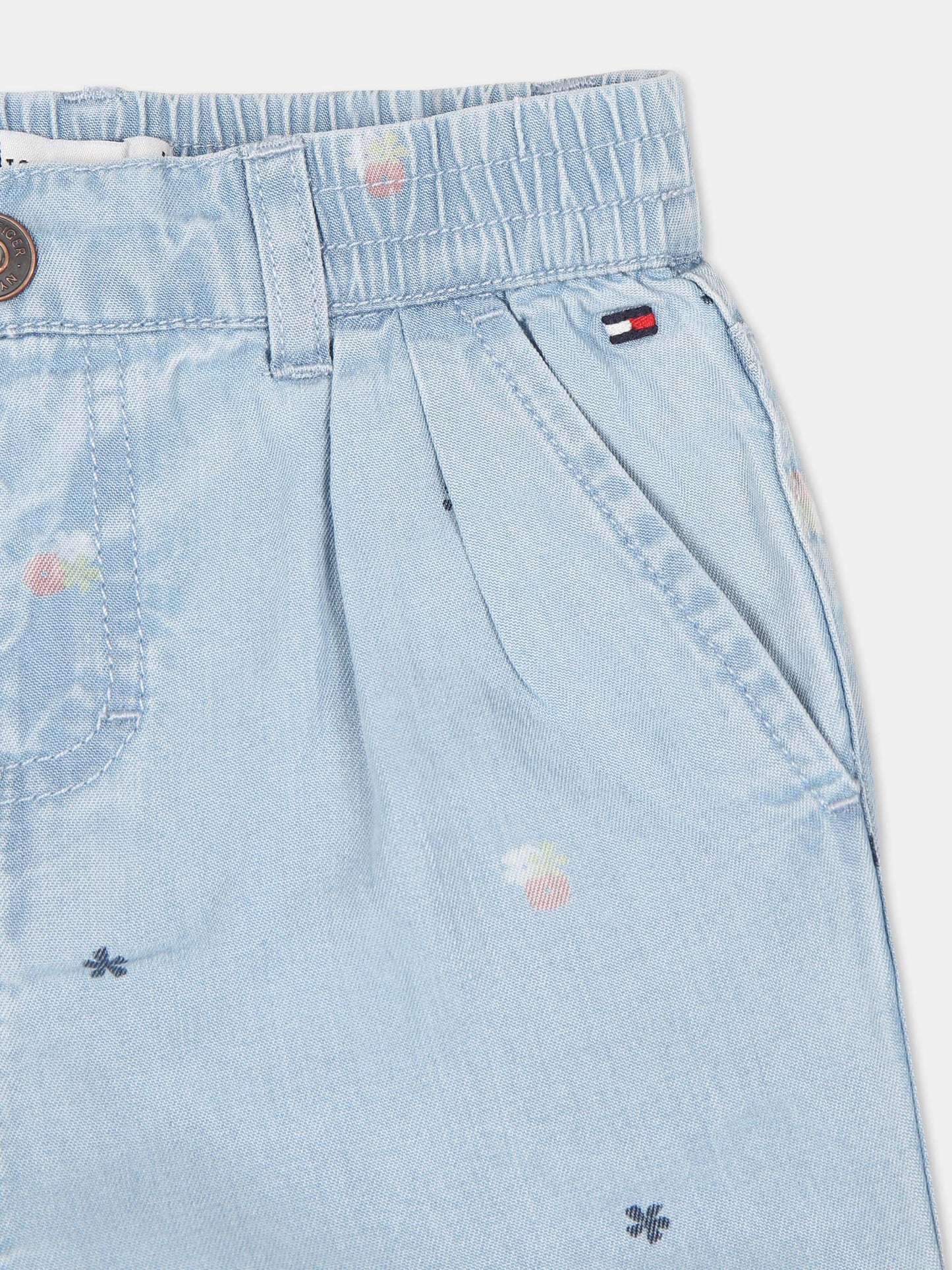 Jeans blu per neonata con stampa fiori,Tommy Hilfiger Junior,KN0KN01893J 1AA