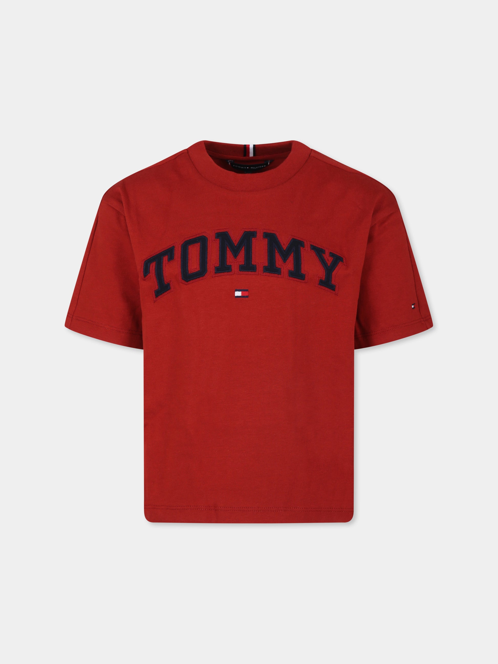 T-shirt rossa per bambino con logo,Tommy Hilfiger Junior,KB0KB08666J XNN