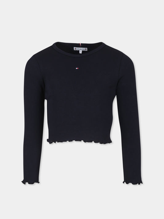 T-shirt blu per bambina con logo,Tommy Hilfiger Junior,KG0KG07595J DW5