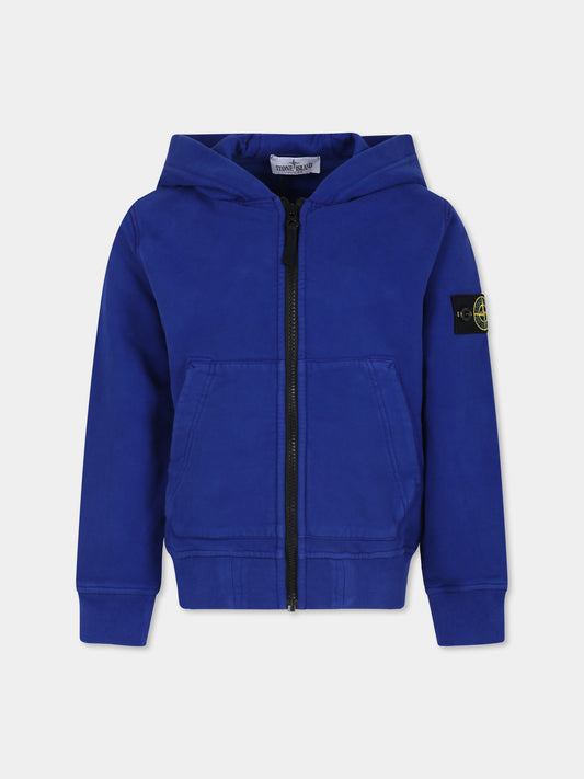 Felpa azzurra per bambino con bussola,Stone Island Junior,811660720 V0022