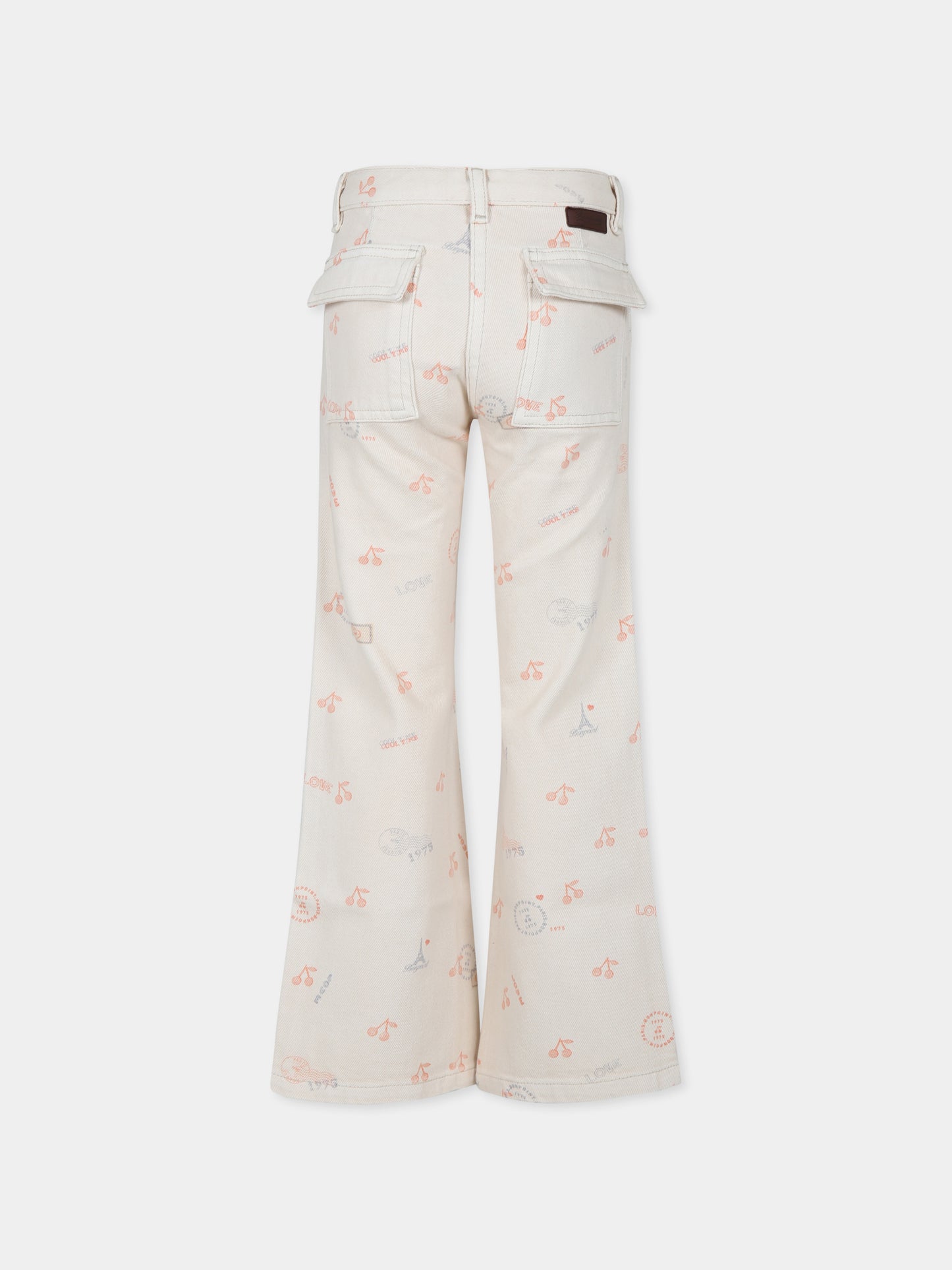 Pantaloni avorio per bambina con ciliegie,Bonpoint,P04GPAW00001 650B