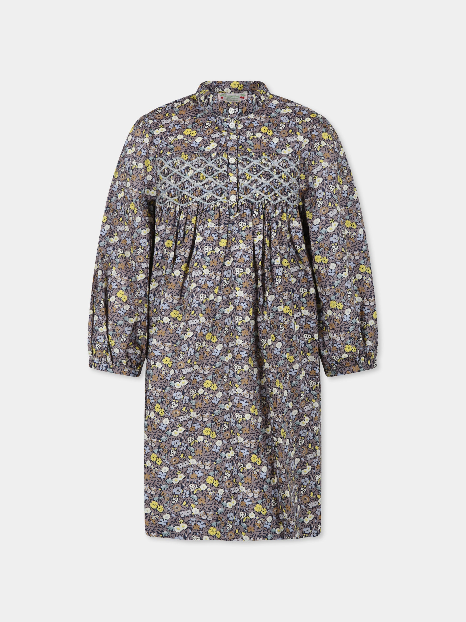 Vestito multicolor per bambina con stampa floreale,Bonpoint,W04GDRW00012 596B