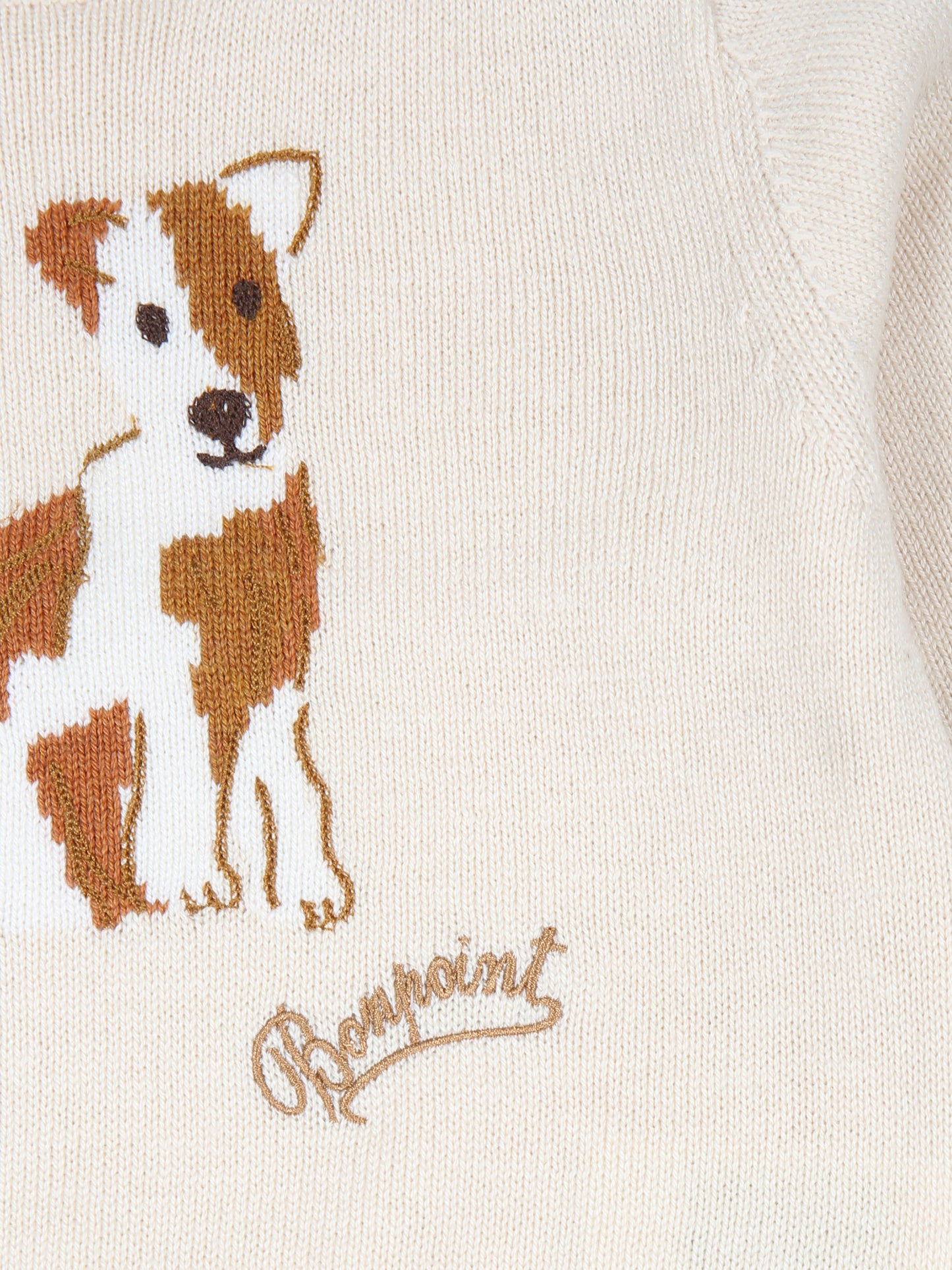 Maglione beige per neonati con cane,Bonpoint,W04ZJUK00001 902