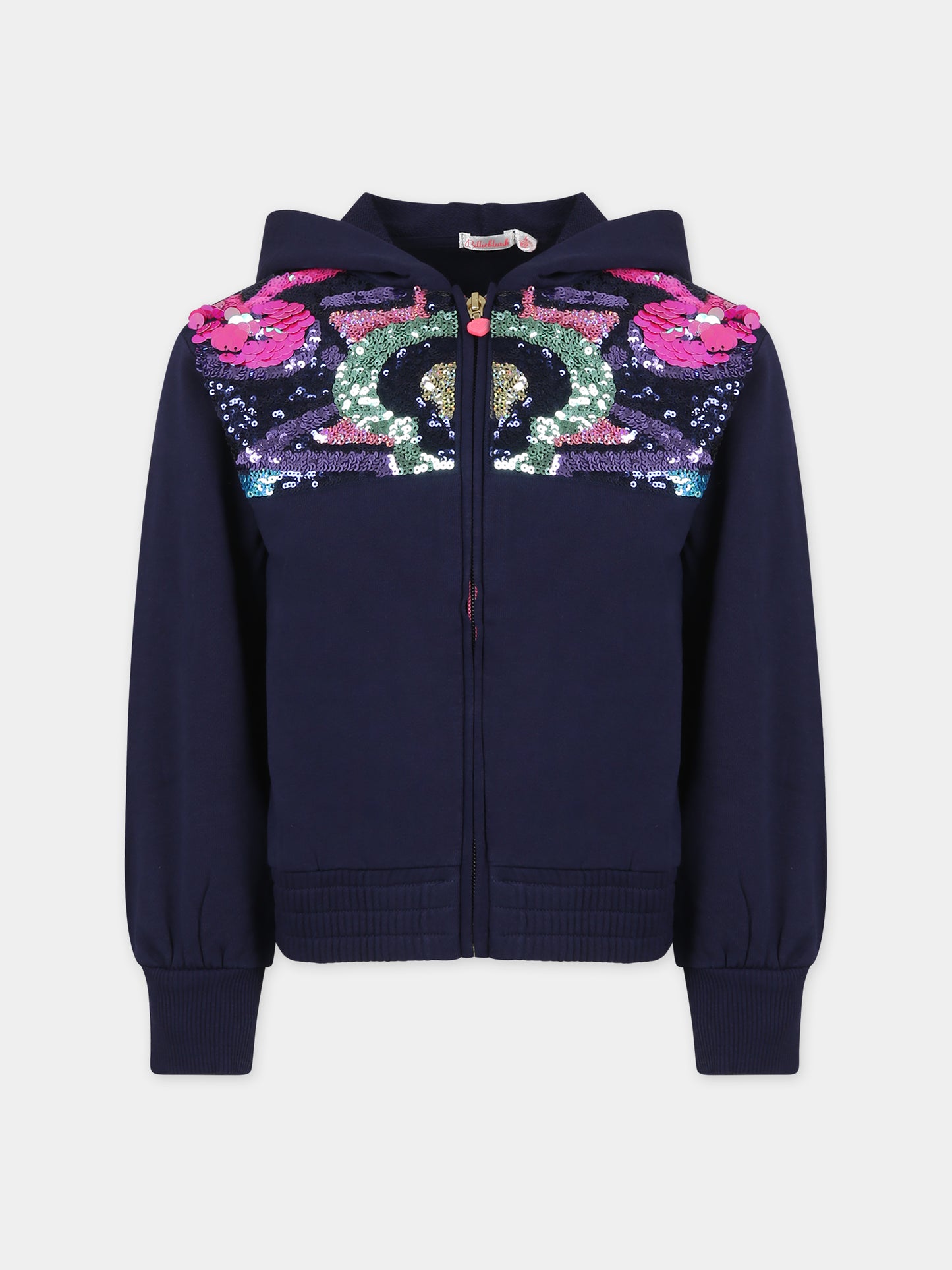 Felpa blu per bambina con stelle e cuori,Billieblush,U15B85 85T