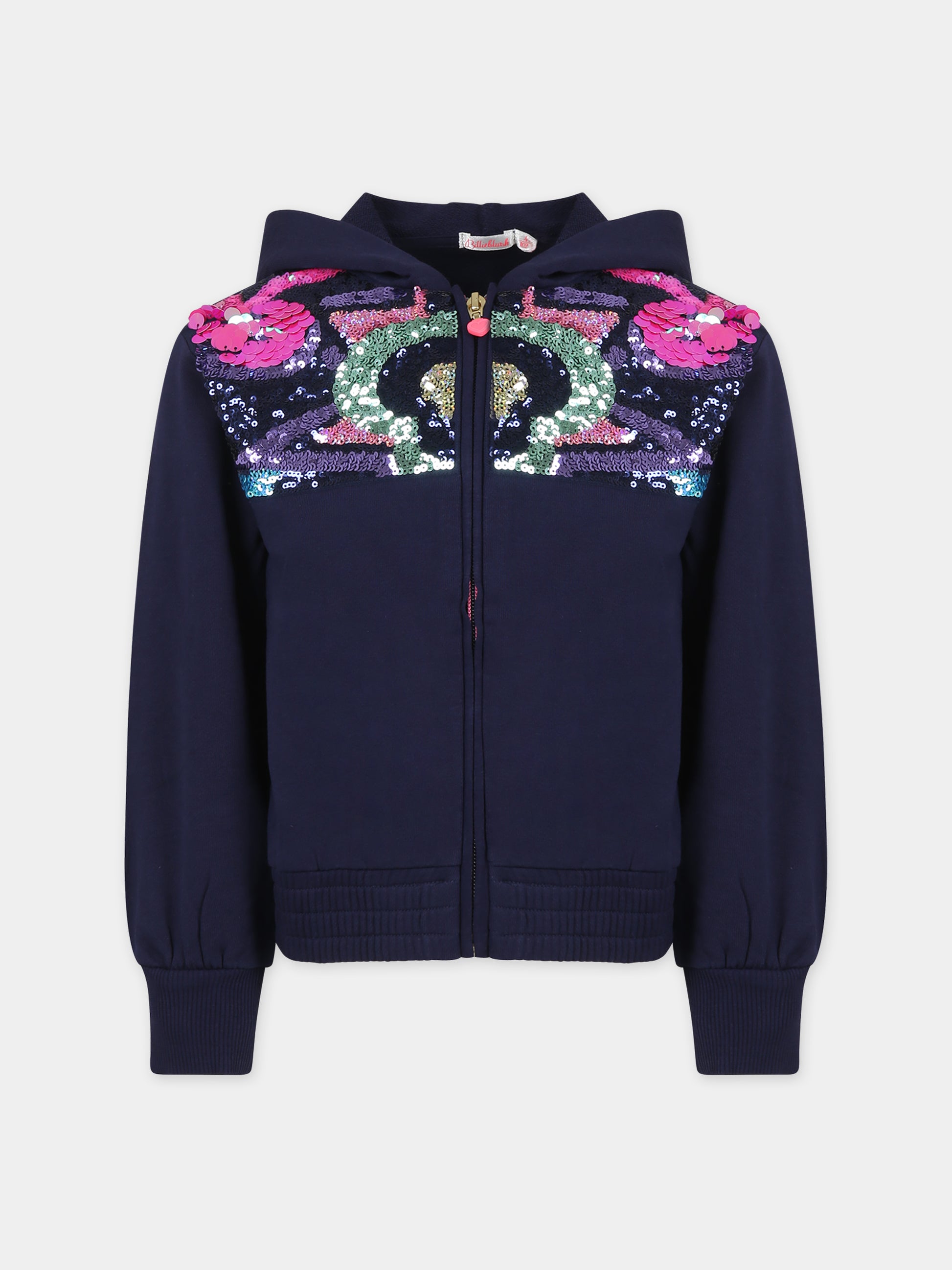 Felpa blu per bambina con stelle e cuori,Billieblush,U15B85 85T