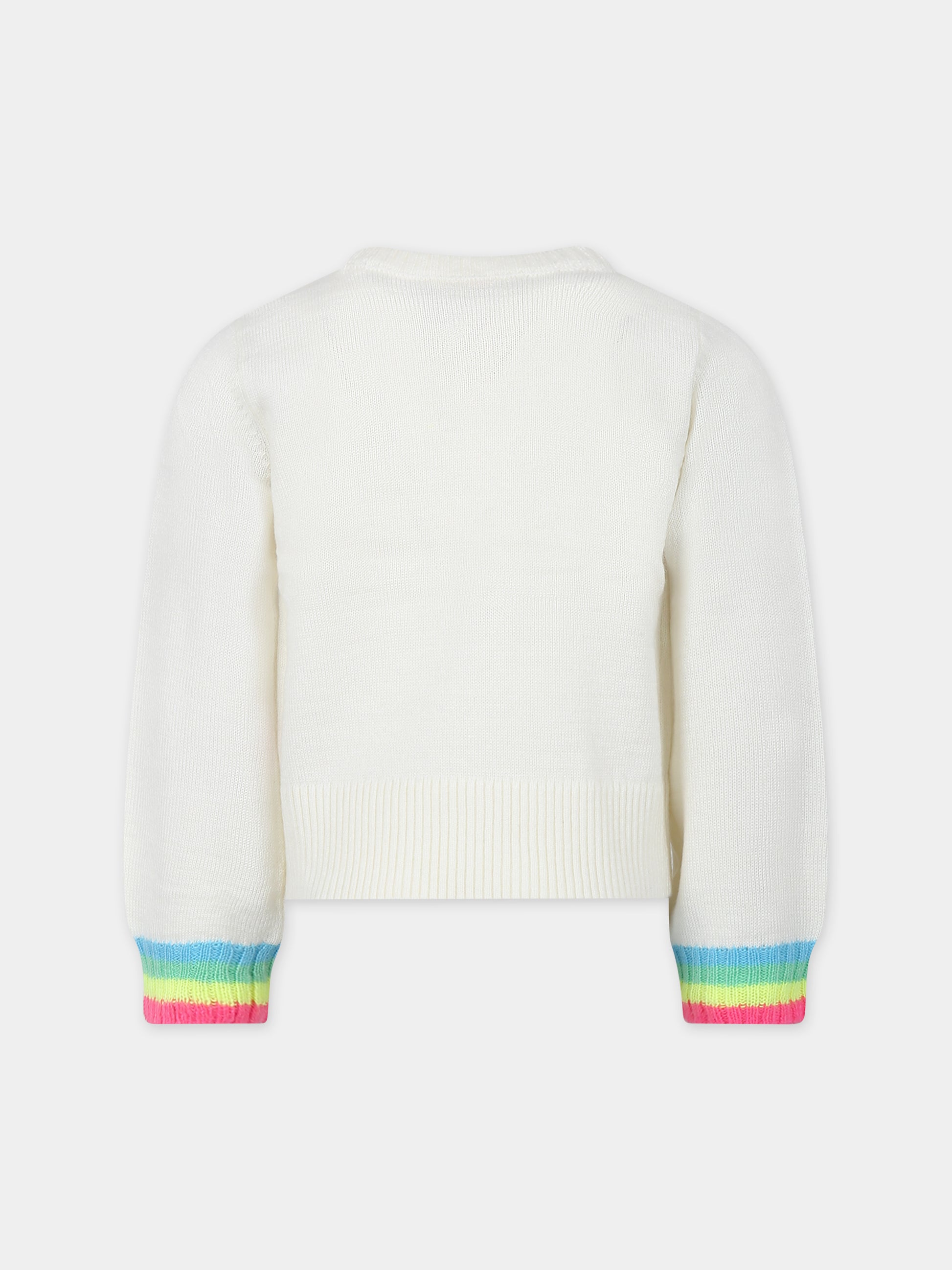 Maglione avorio per bambina con cuore e scritta,Billieblush,U15C22 121