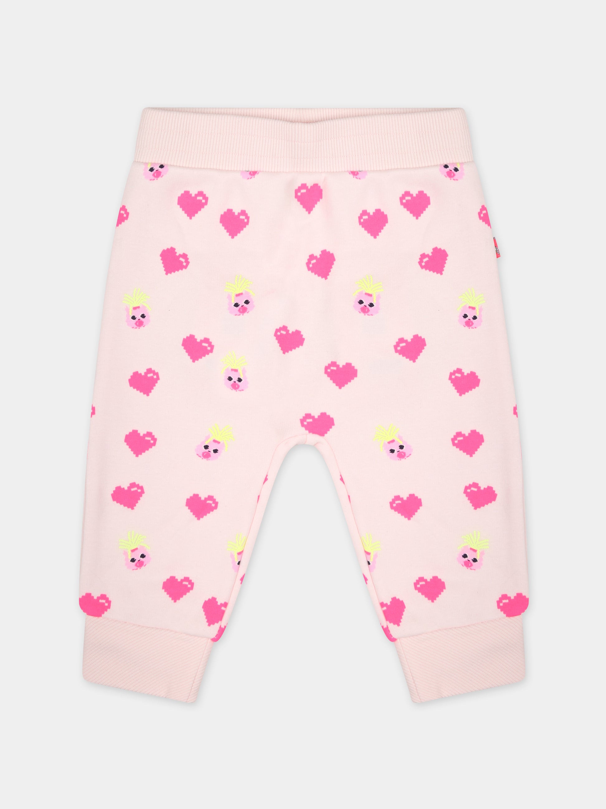 Pantaloni rosa per neonata con cuori e lama,Billieblush,U04288 45S