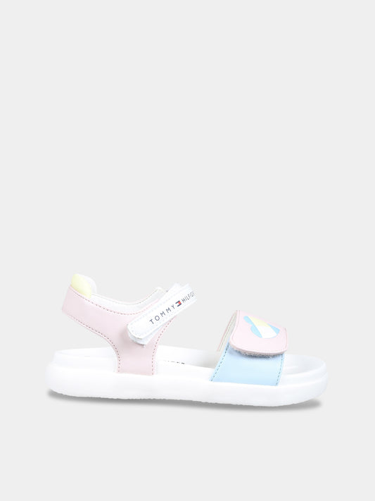 Sandali bianchi per bambina con logo e cuore,Tommy Hilfiger Junior,T1A2 33233 0326Y913
