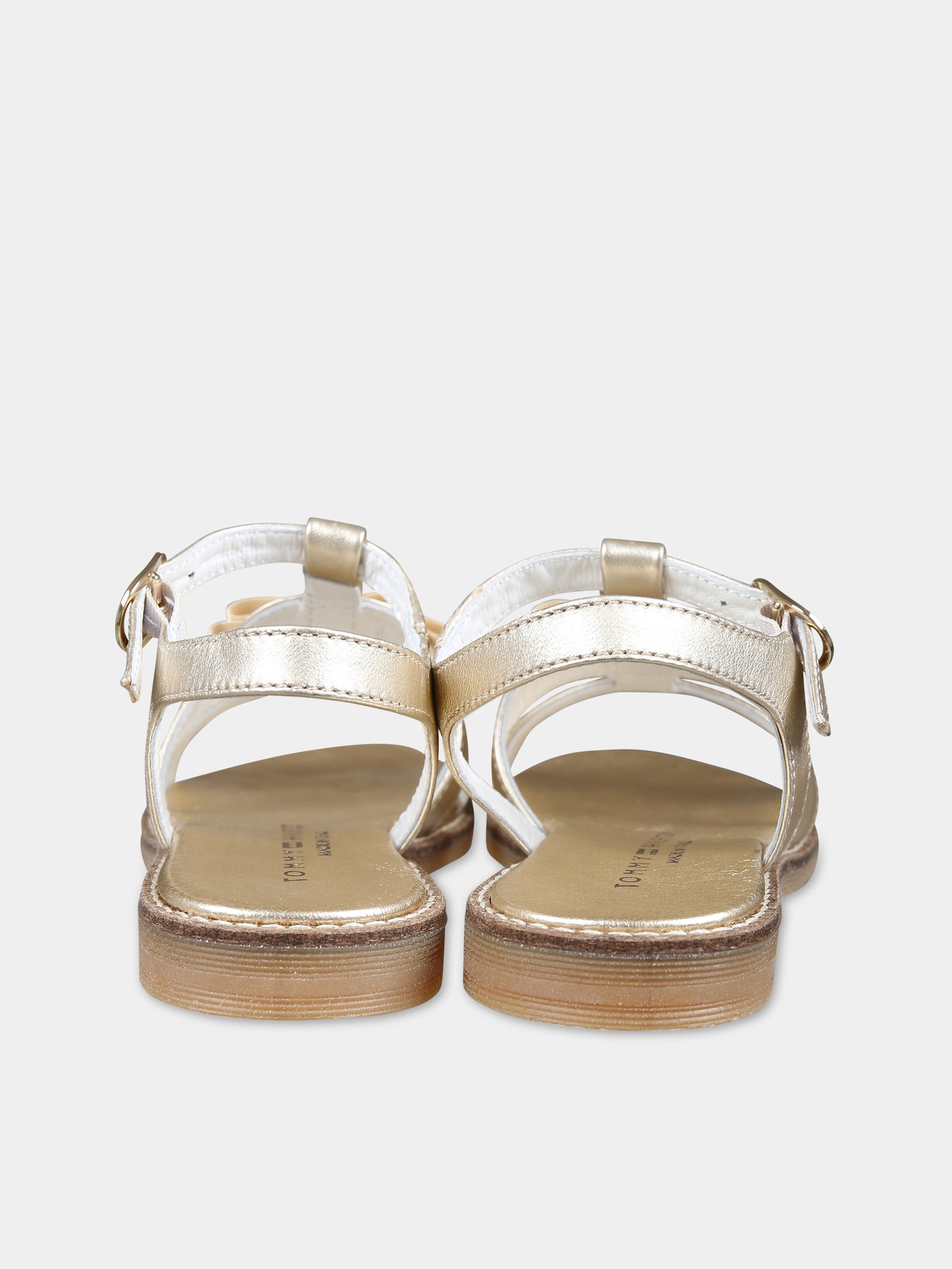 Sandali oro per bambina con fiocco e logo,Tommy Hilfiger Junior,T4A2 33495 0220514