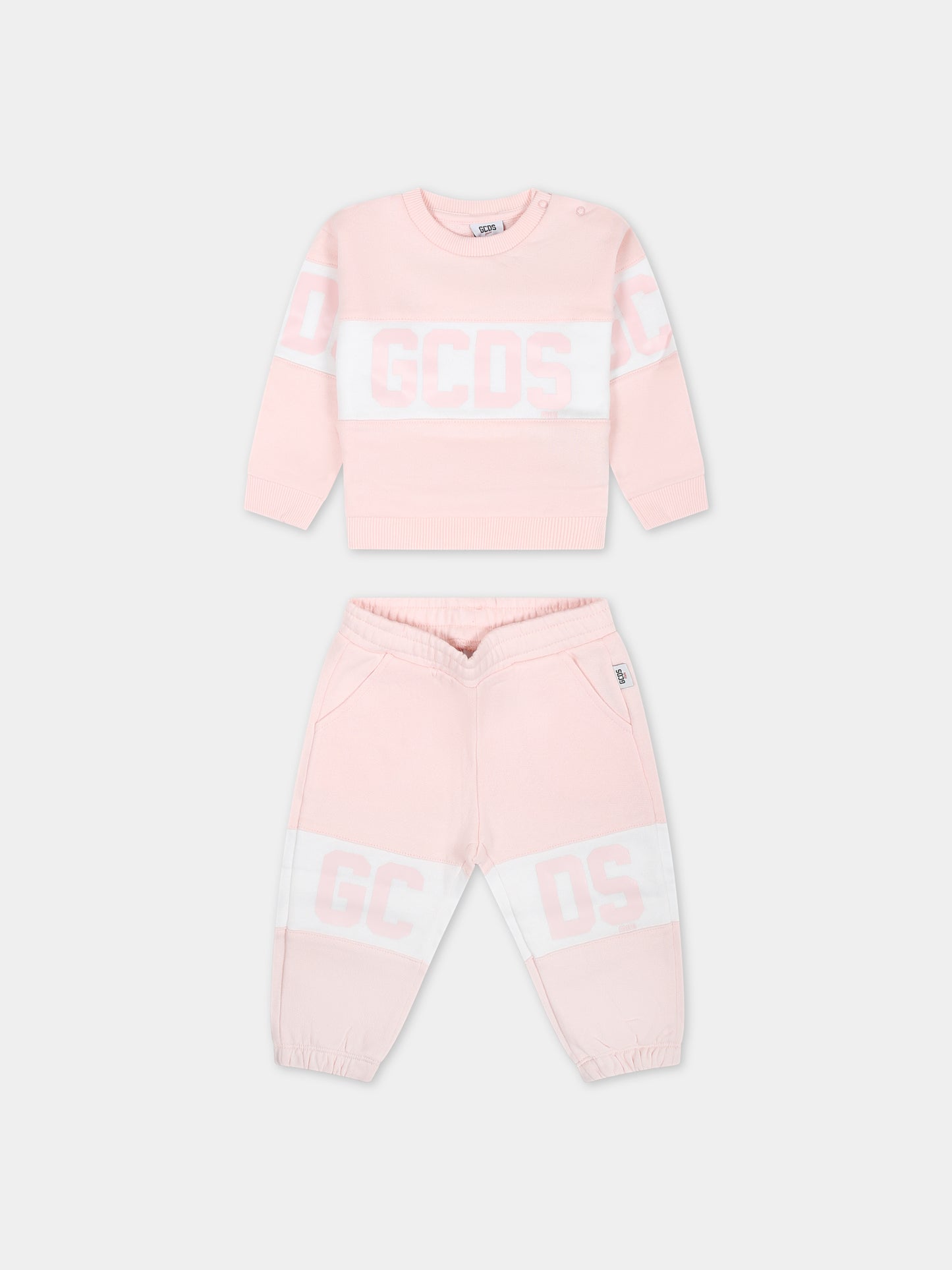 Tuta rosa per neonata con logo,Gcds Kids,GNK003 LCA33 52483