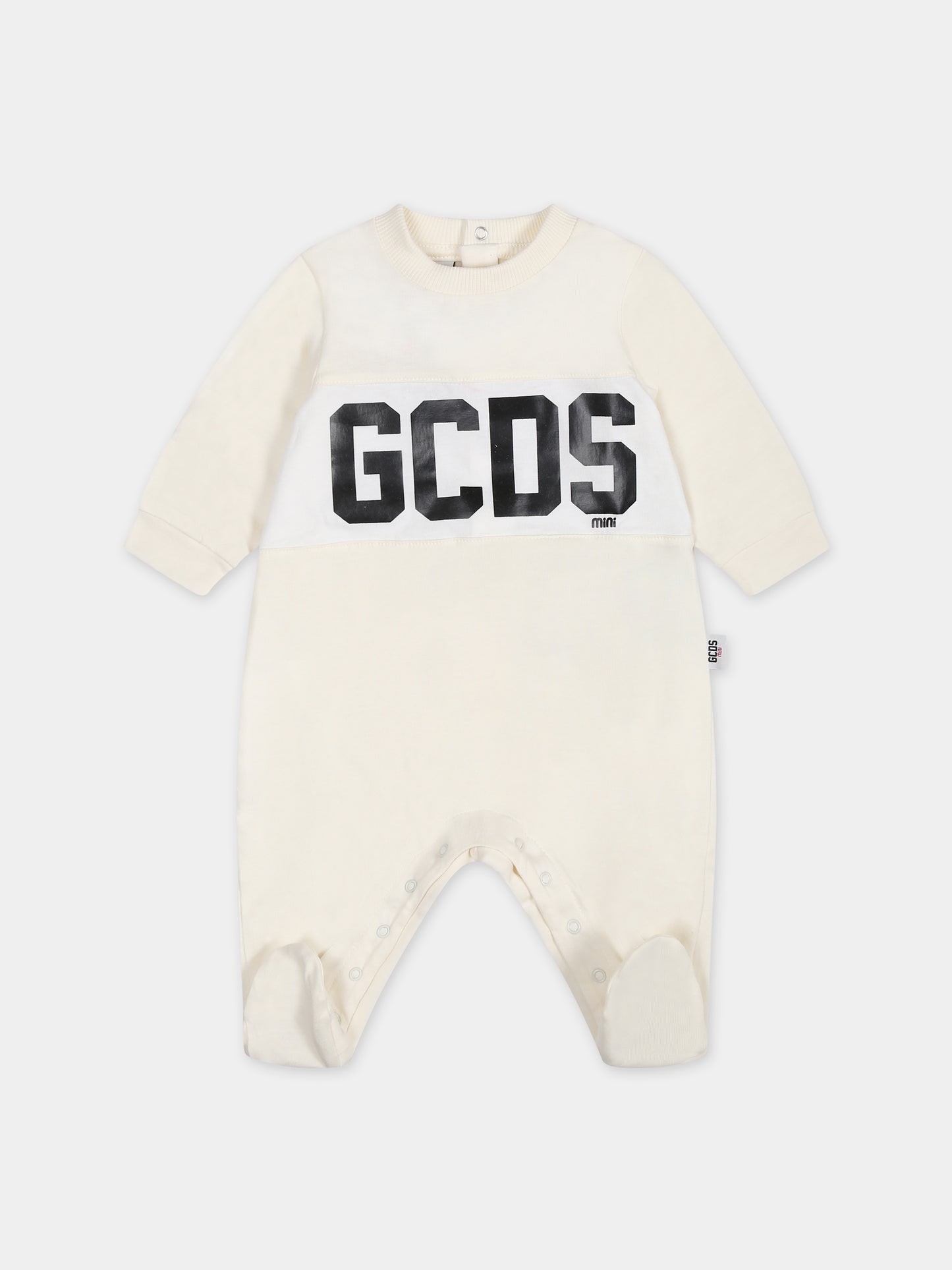 Tutina bianca per neonati con logo,Gcds Kids,GUY00R LCA33 10063