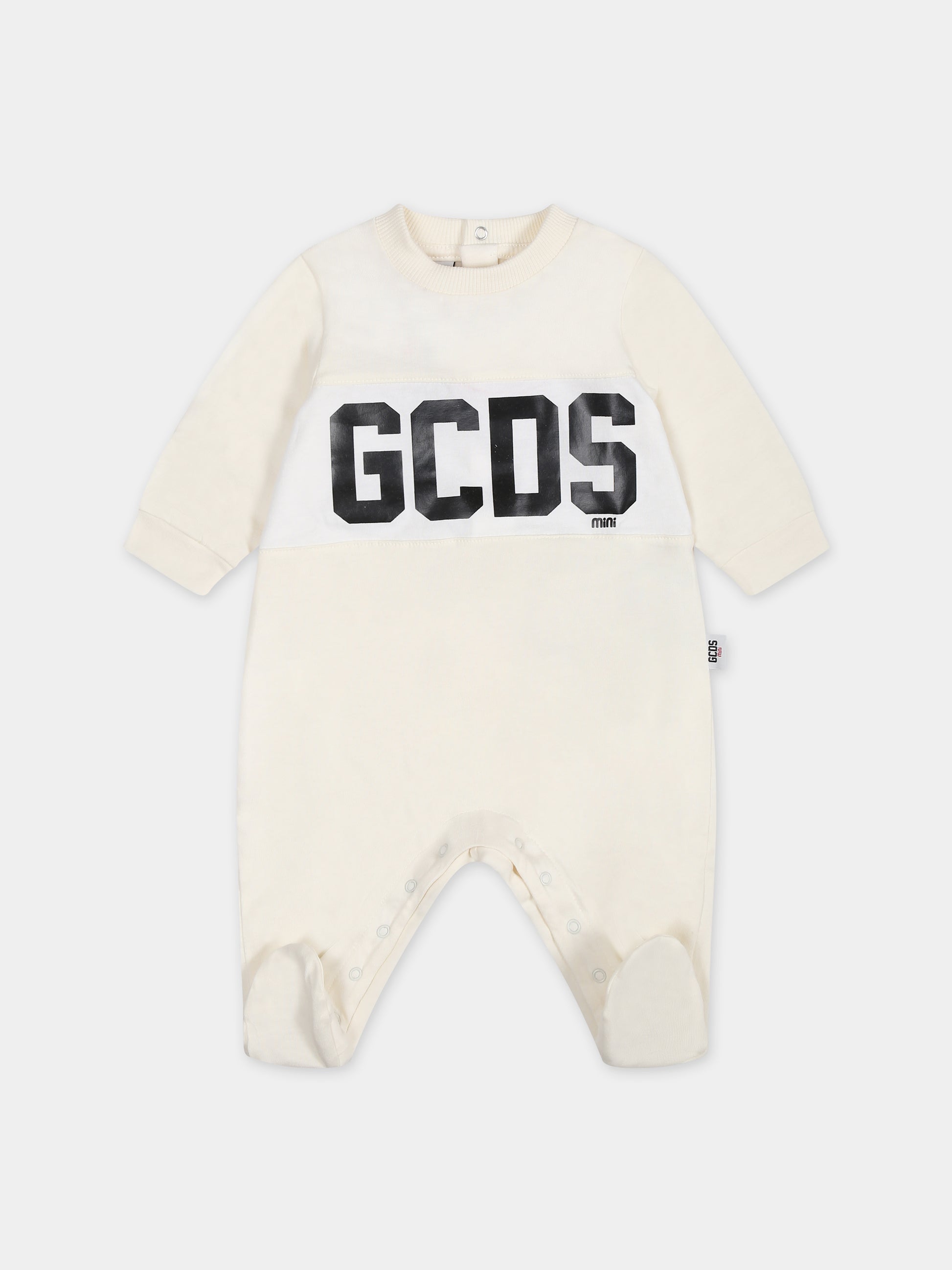 Tutina bianca per neonati con logo,Gcds Kids,GUY00R LCA33 10063