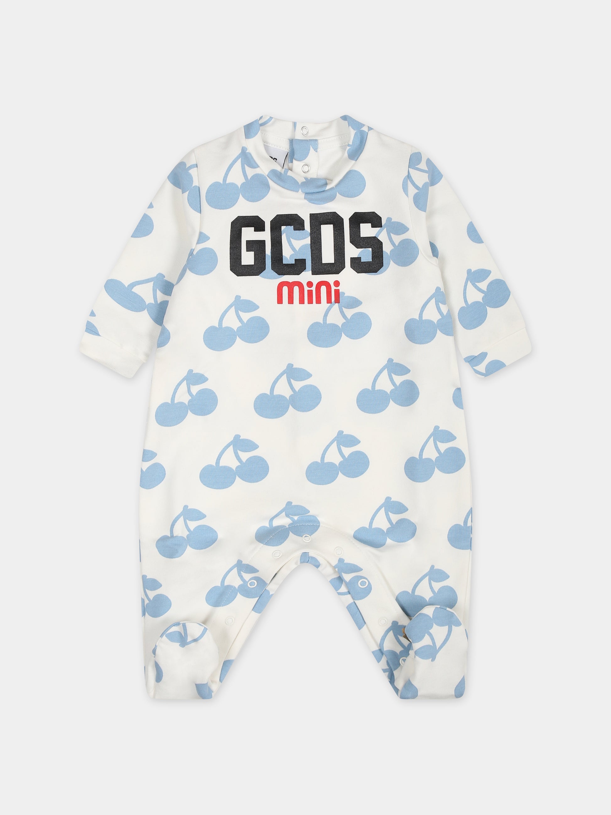 Tutina bianca per neonati con logo e ciliegie,Gcds Kids,GUY00K LDBA9 84530 