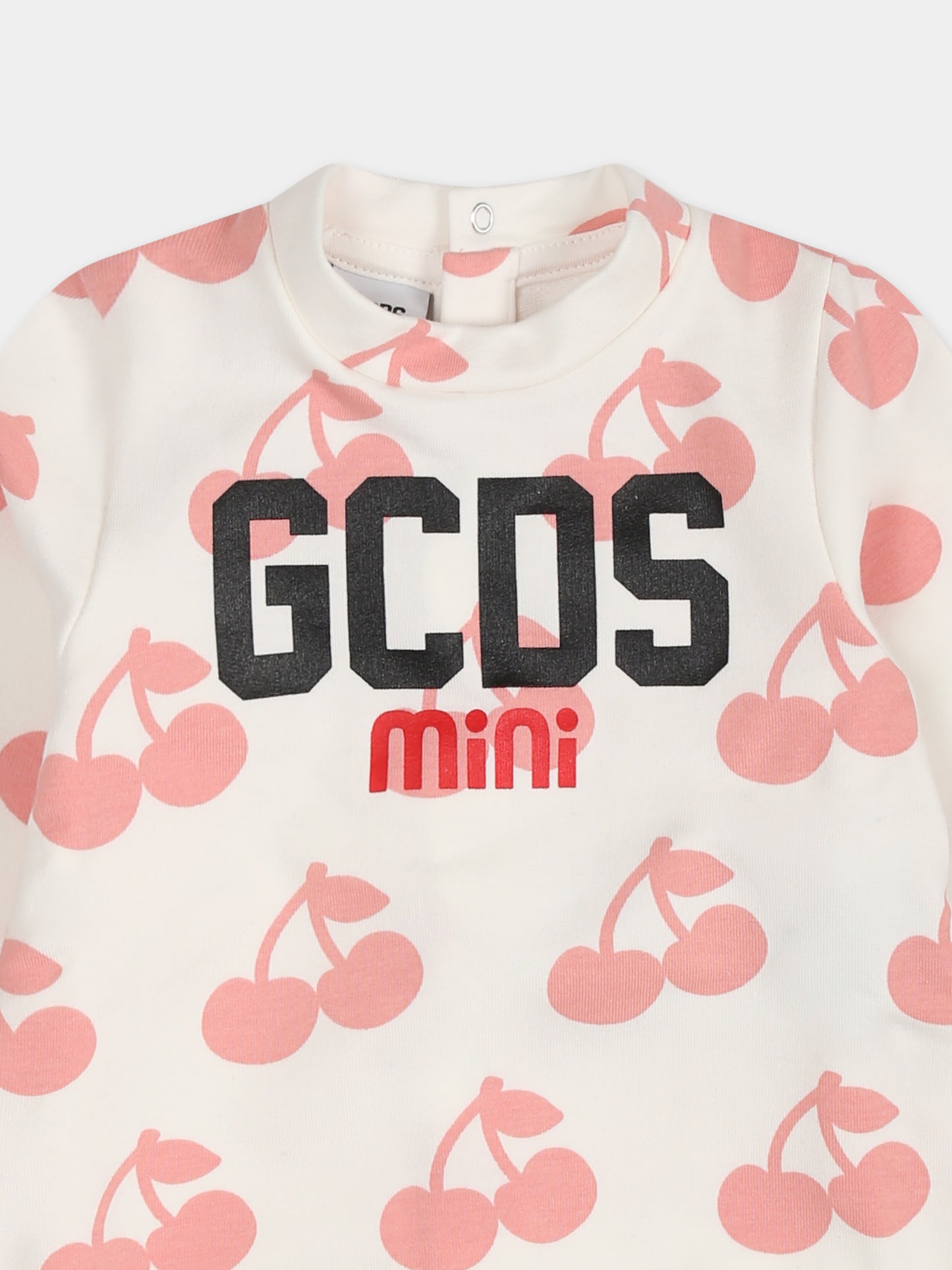 Tuta rosa per neonata con ciliegie,Gcds Kids,GUY00K LDBA9 84531