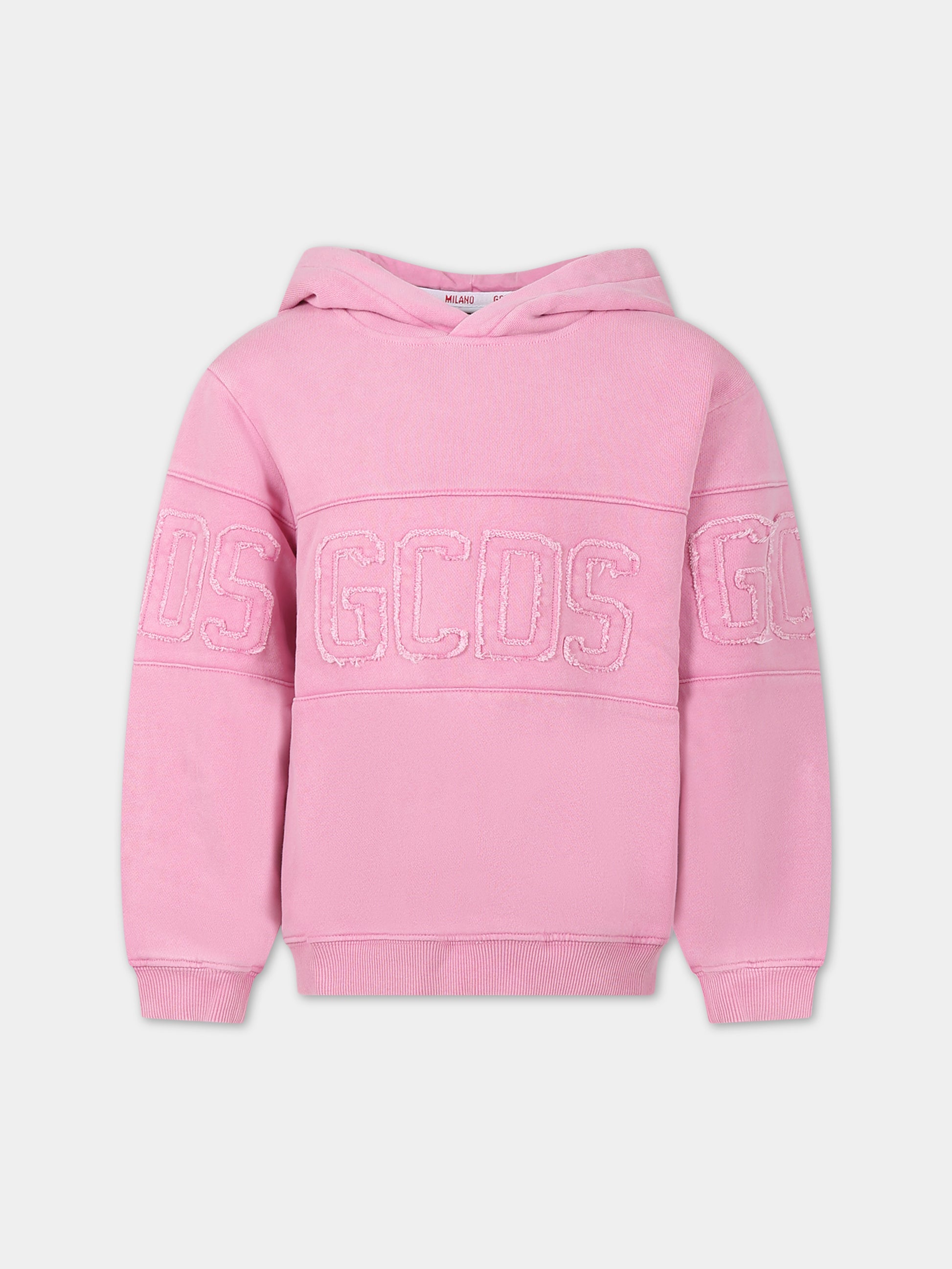Felpa rosa per bambina con logo,Gcds Kids,DMF00D LCC01 52861