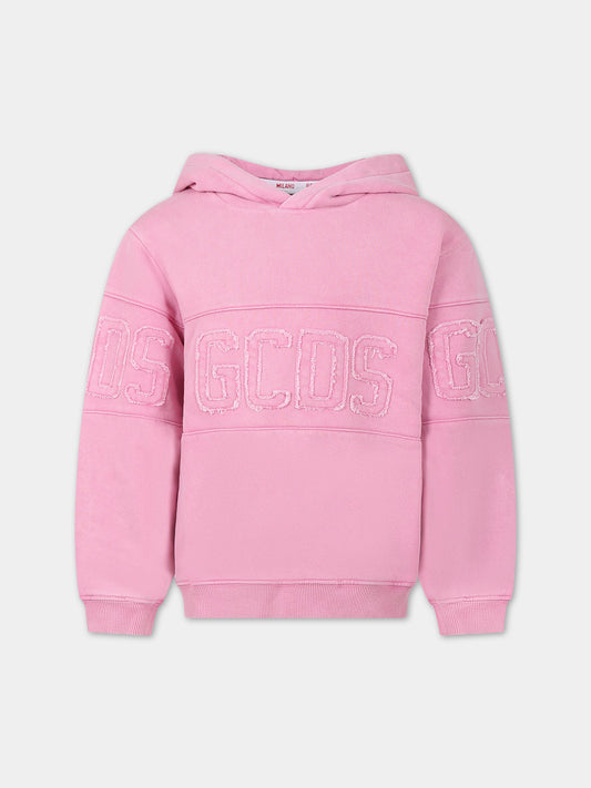 Felpa rosa per bambina con logo,Gcds Kids,DMF00D LCC01 52861