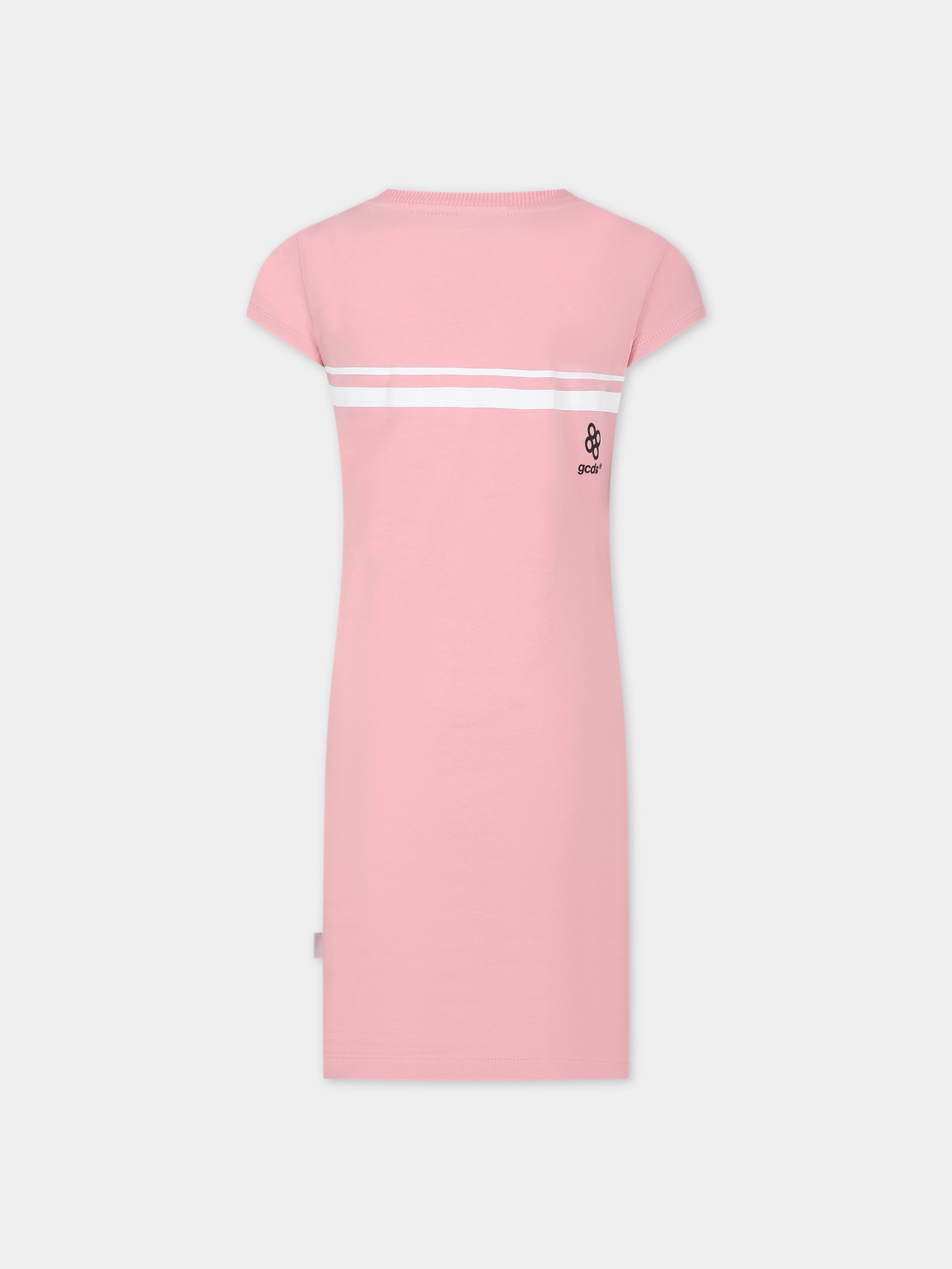 Vestito rosa per bambina con logo,Gcds Kids,DDV008 LBA36 51630