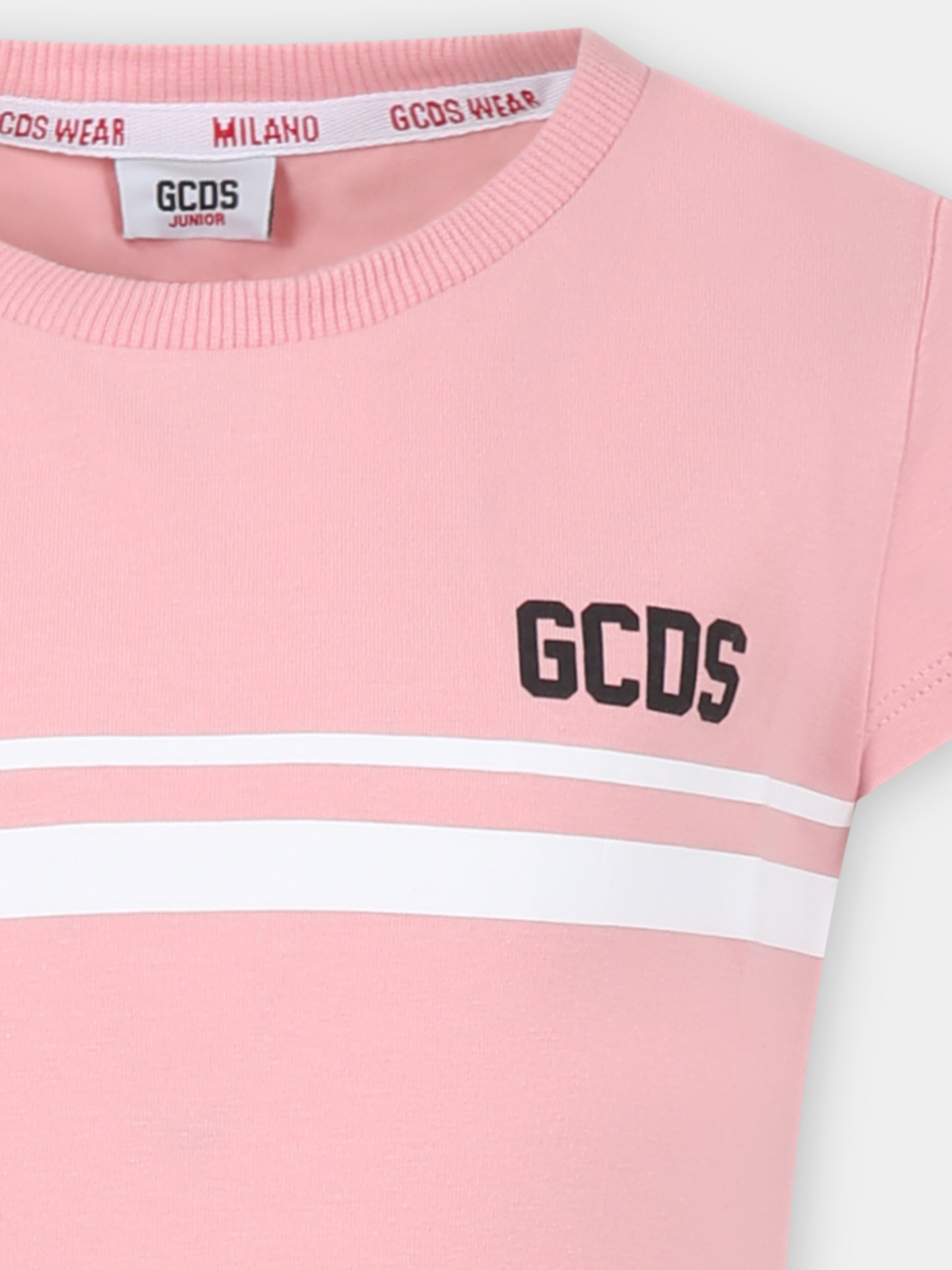 Vestito rosa per bambina con logo,Gcds Kids,DDV008 LBA36 51630