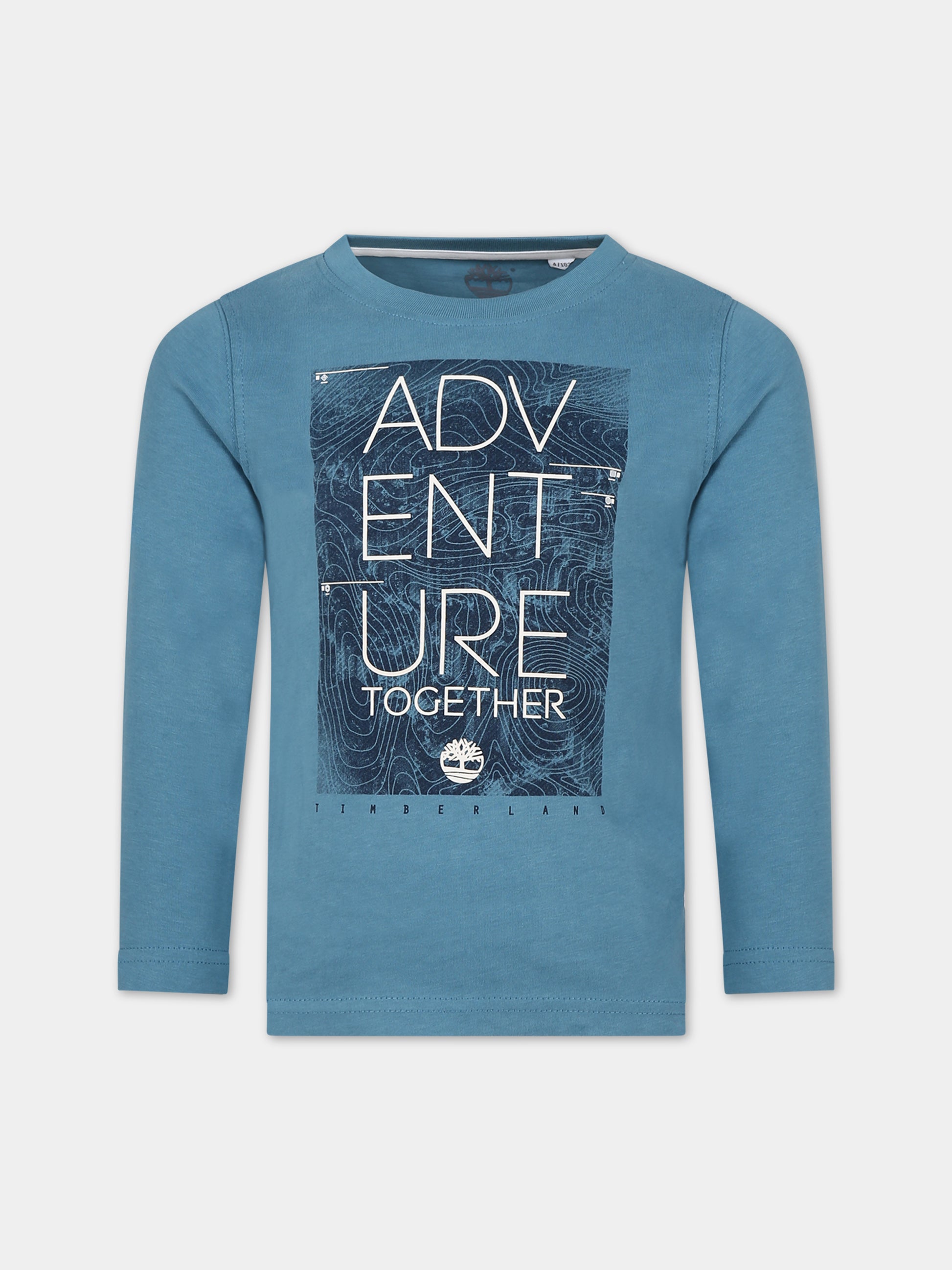 T-shirt verde per bambino con logo,Timberland,T25U31 875