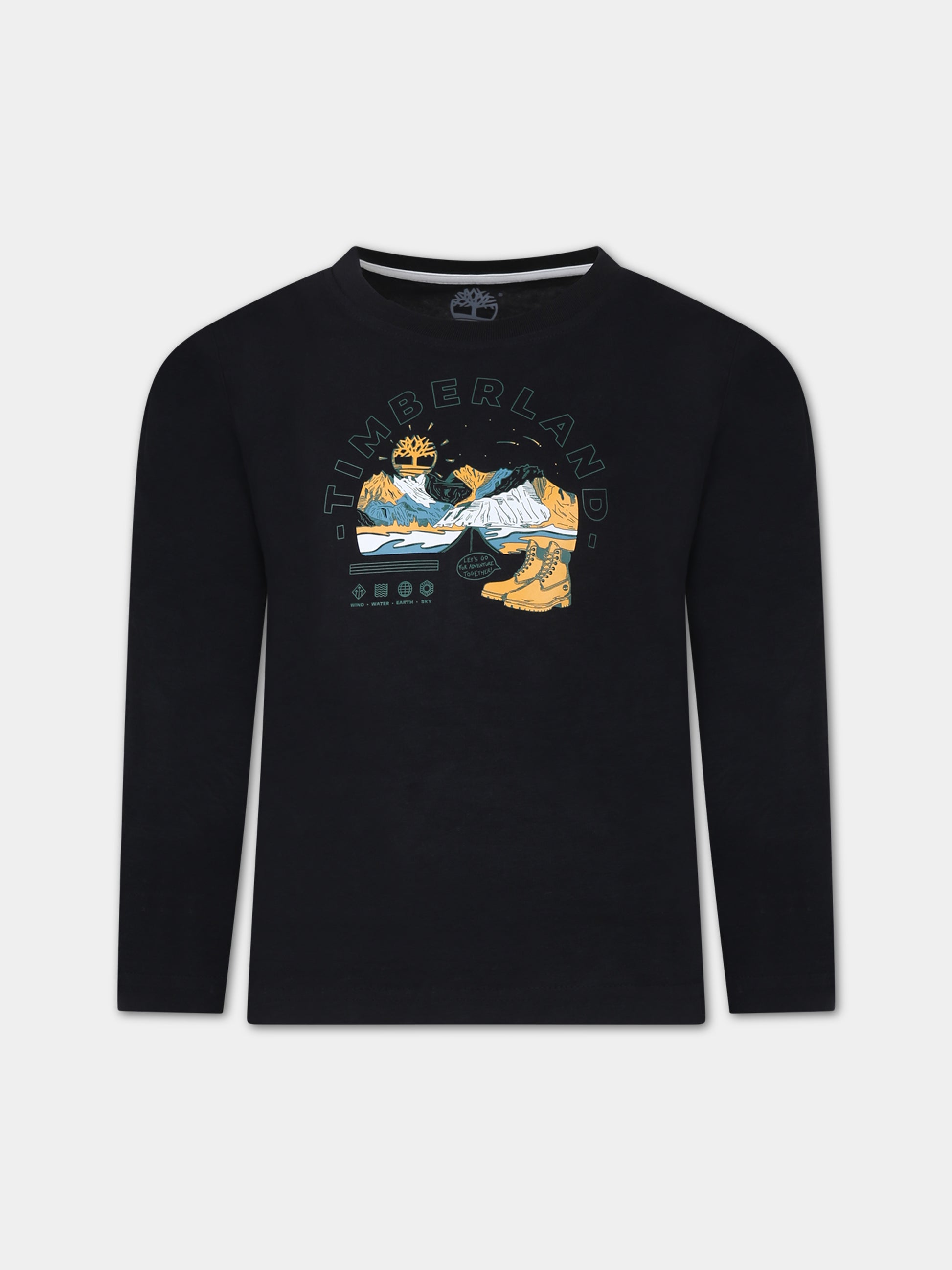 T-shirt nera per bambino con logo,Timberland,T25U32 09B