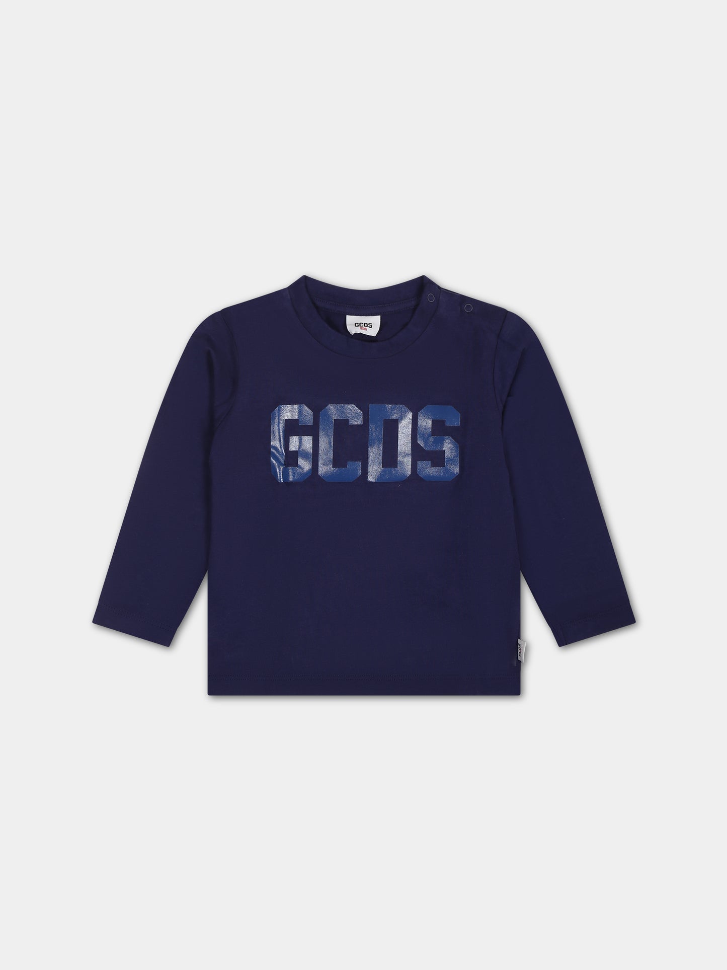 T-shirt blu per neonato con logo,Gcds Kids,GQO002 LAA01 40258