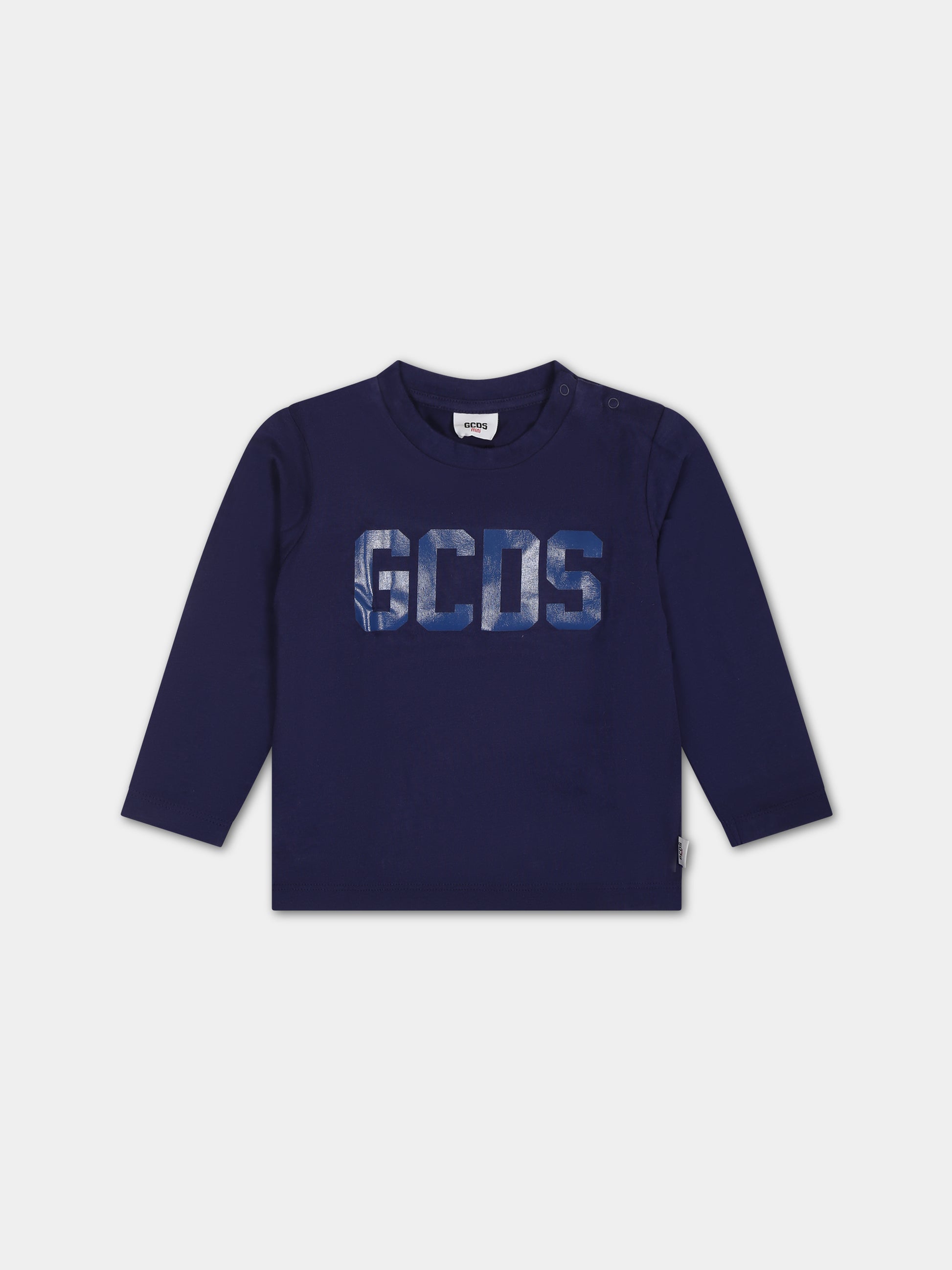 T-shirt blu per neonato con logo,Gcds Kids,GQO002 LAA01 40258