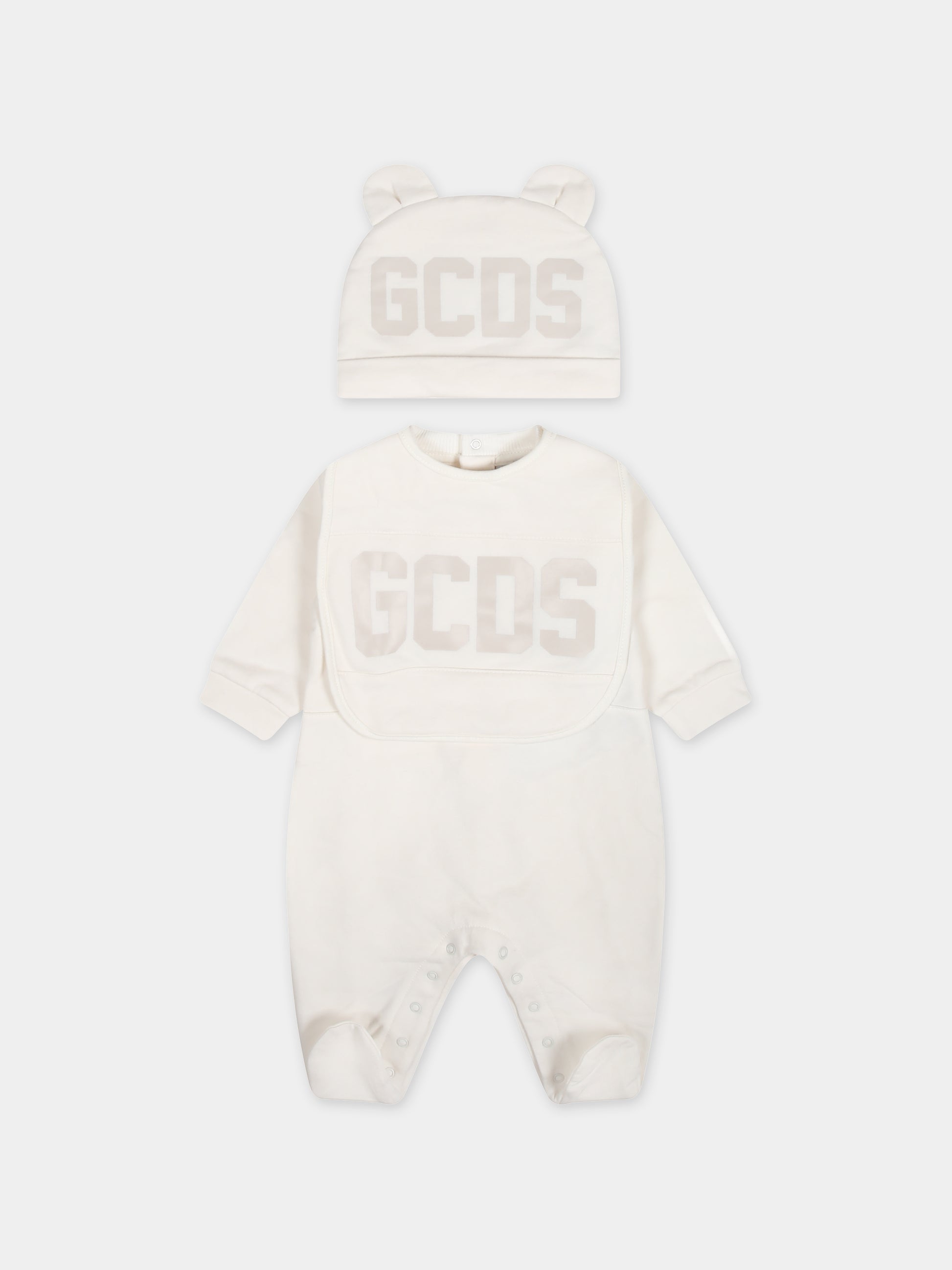 Set avorio per neonato con logo,Gcds Kids,GOY007 LDA26 10063