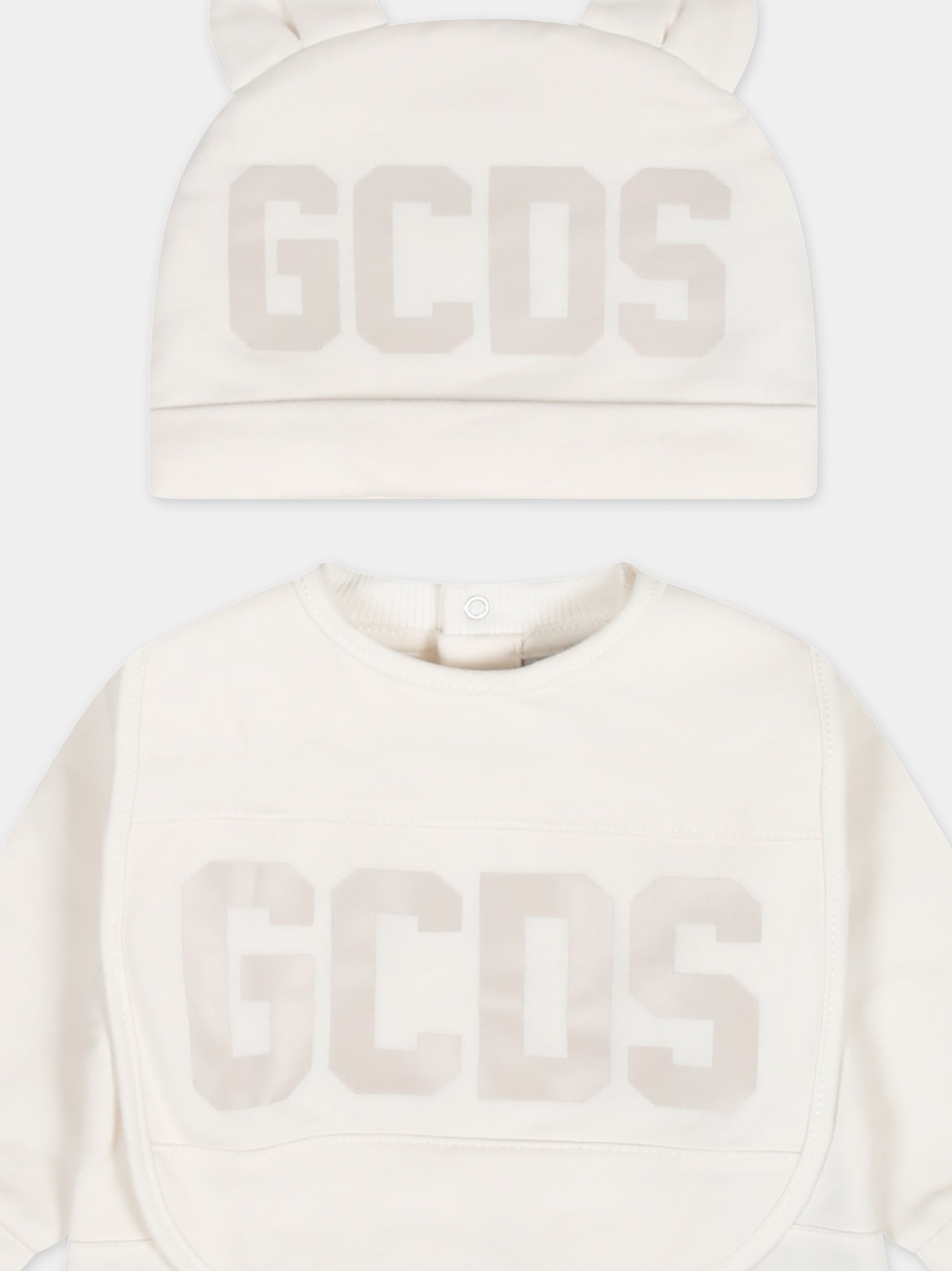 Set avorio per neonato con logo,Gcds Kids,GOY007 LDA26 10063