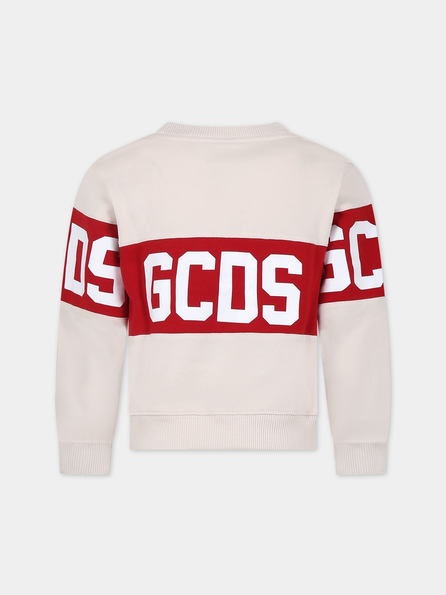 Felpa beige per bambini con logo,Gcds Kids,DOF005 LCA44 20325
