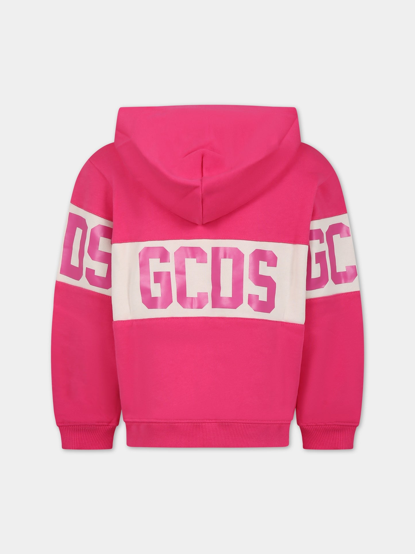 Felpa fucsia per bambina con logo,Gcds Kids,DOF004 LCA44 50605