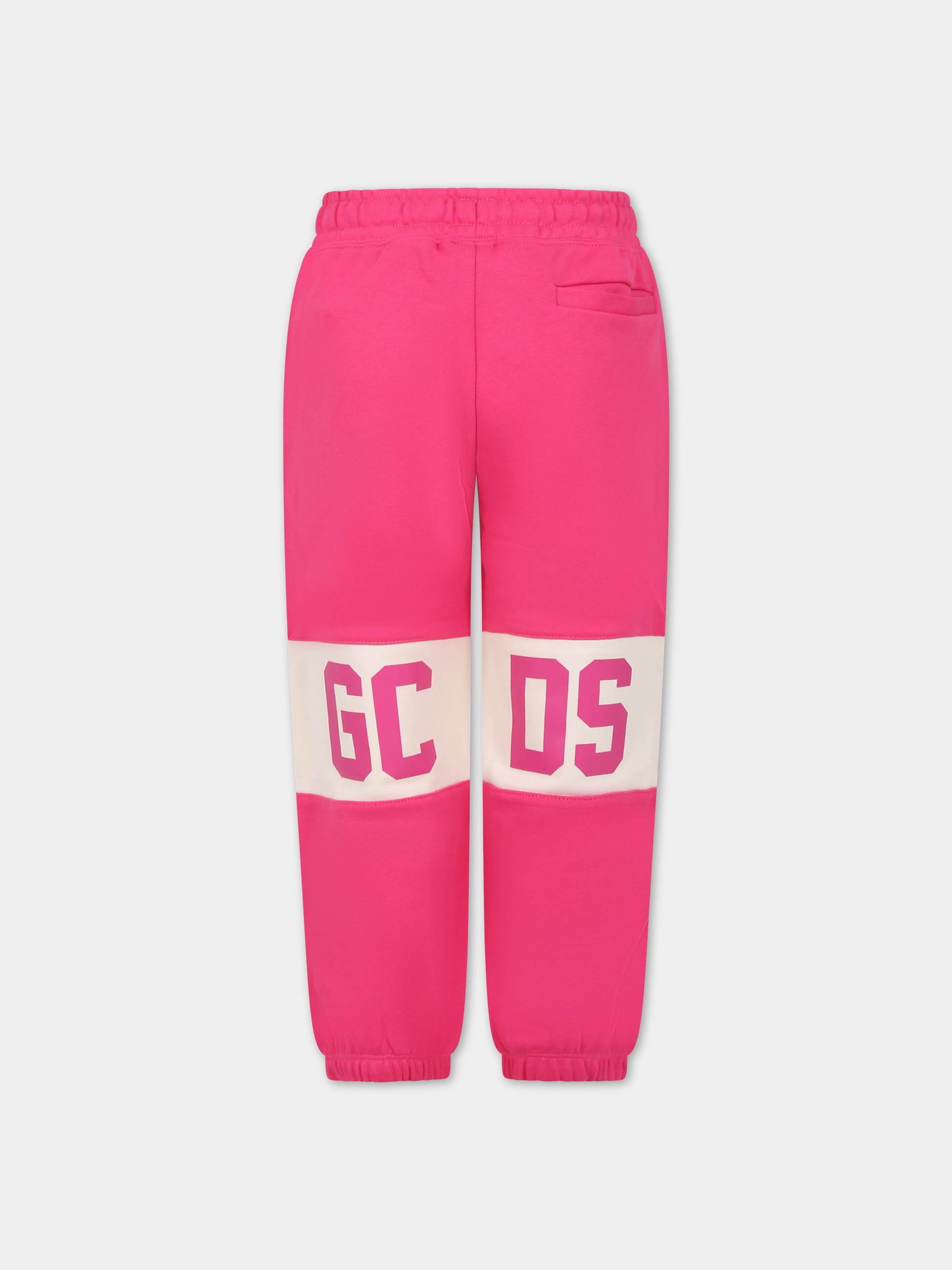 Pantaloni fucsia per bambina con logo,Gcds Kids,DOP003 LCA44 50605