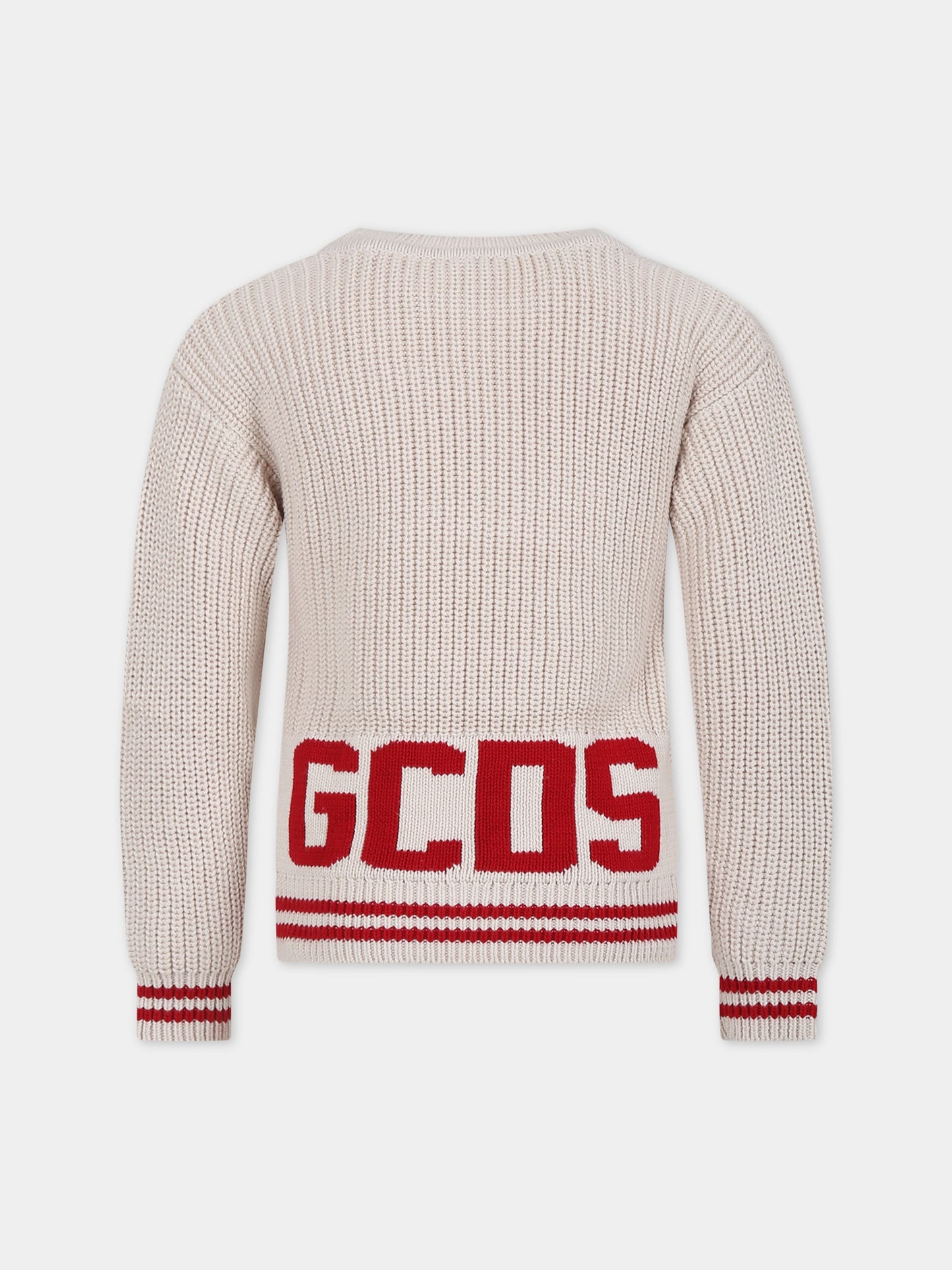 Maglione beige per bambini con logo,Gcds Kids,DUW00D LHE03 20325