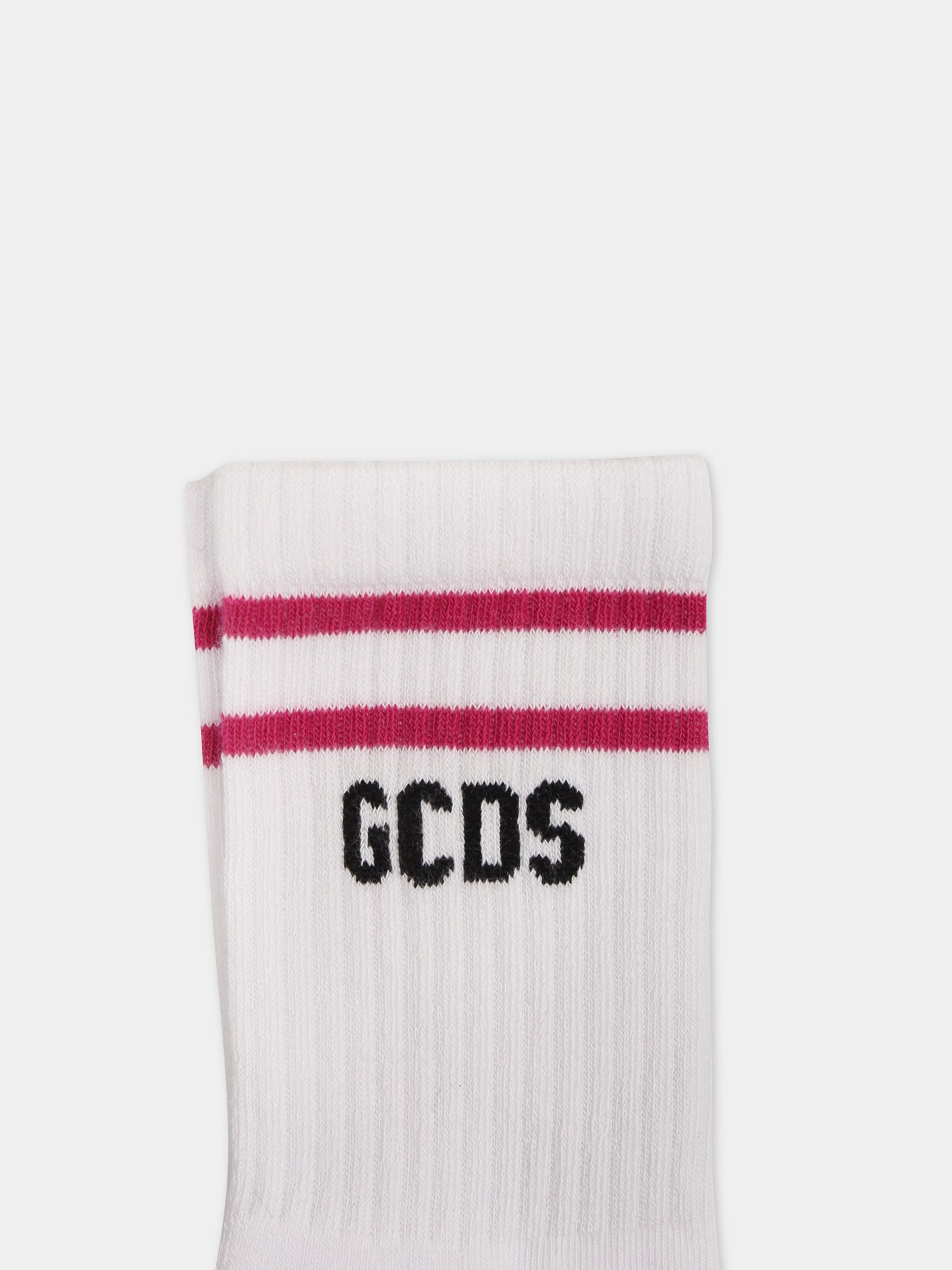 Calze bianche per bambini con logo,Gcds Kids,DUX00Y LHE25 10101