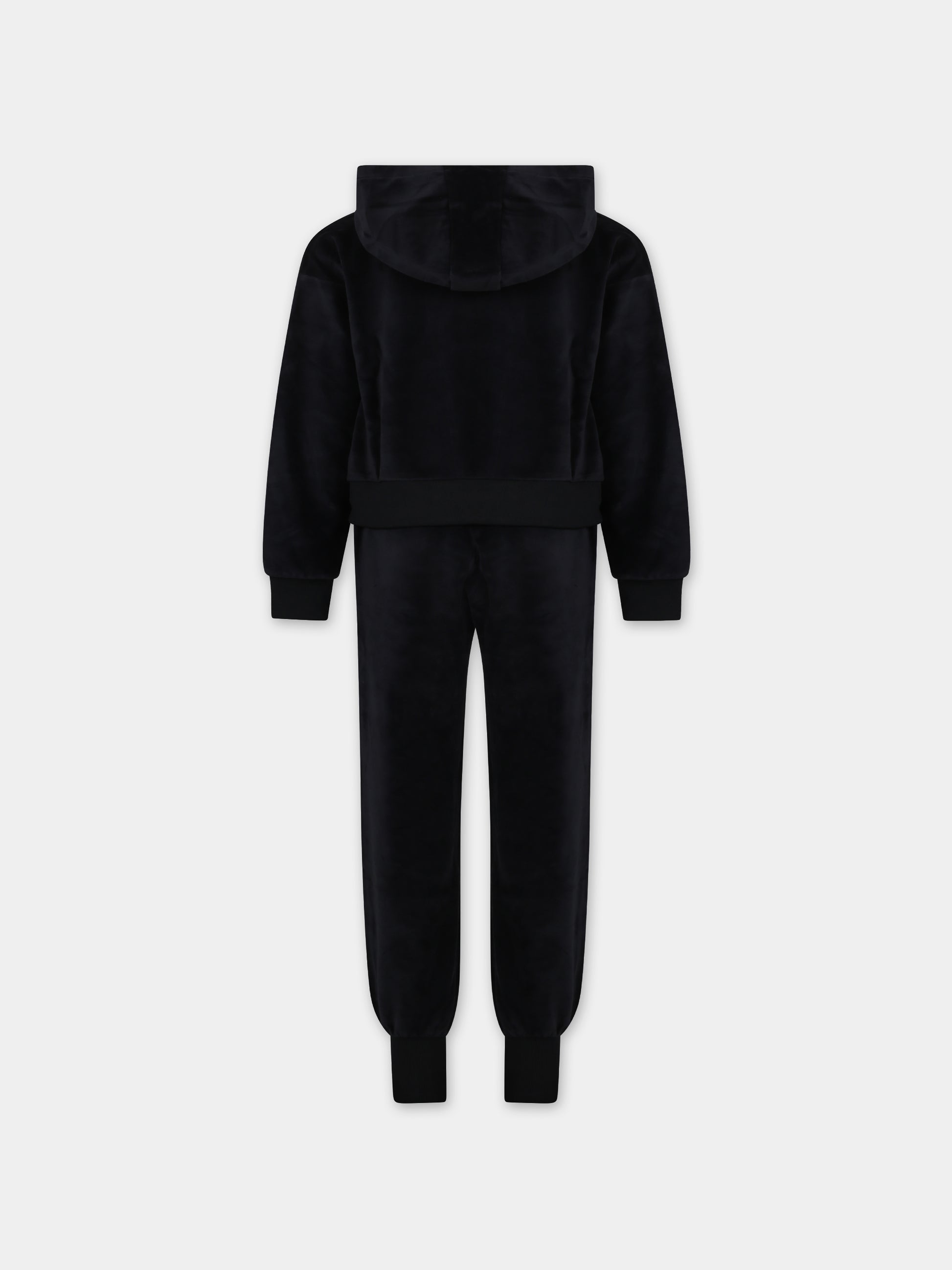 Completo nero per bambina con smile e logo,Moschino Kids,HMK03C LCA61 60100