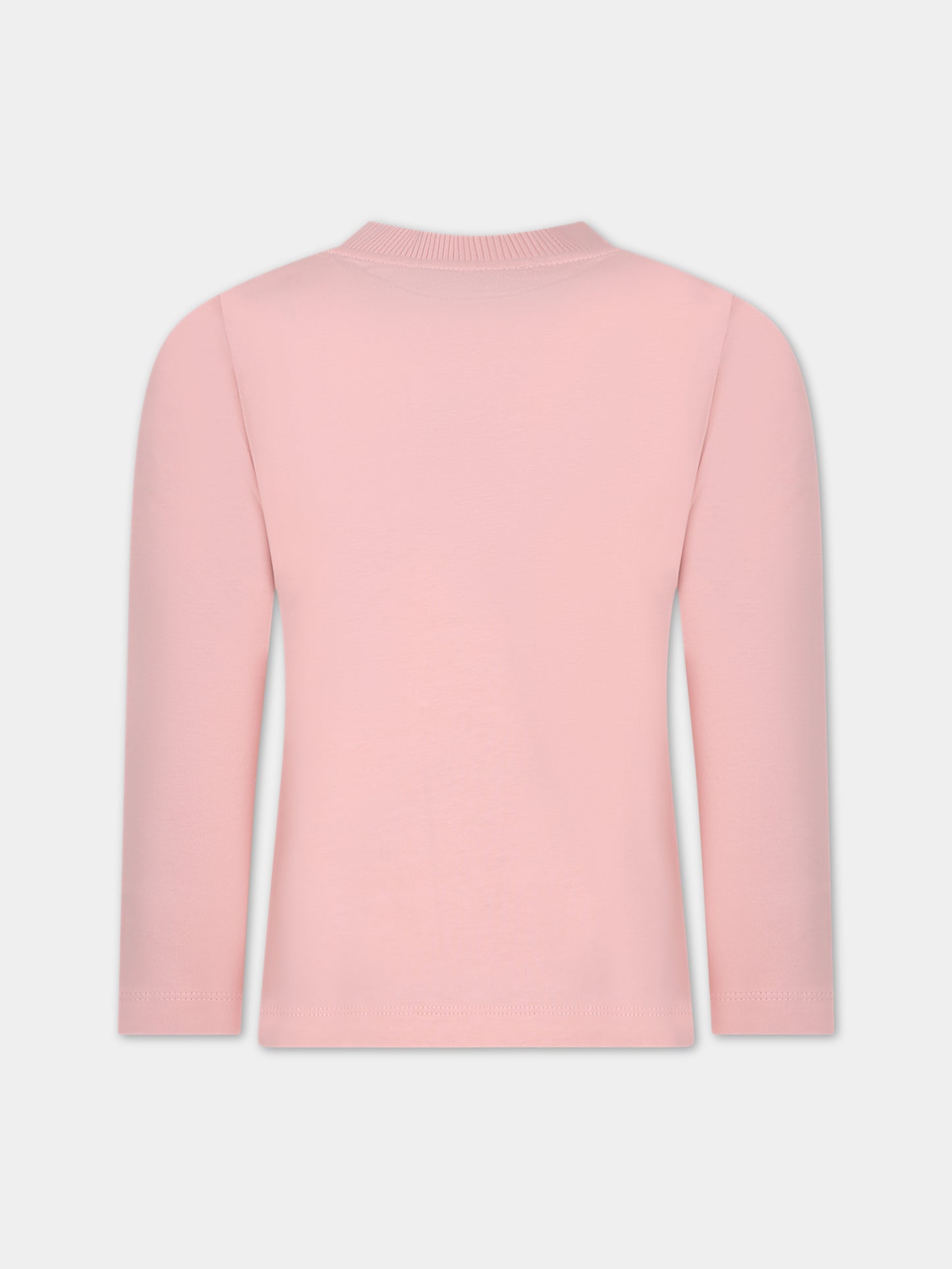 T-shirt rosa per bambina con Teddy Bear e logo,Moschino Kids,HNO00J LAA34 50209