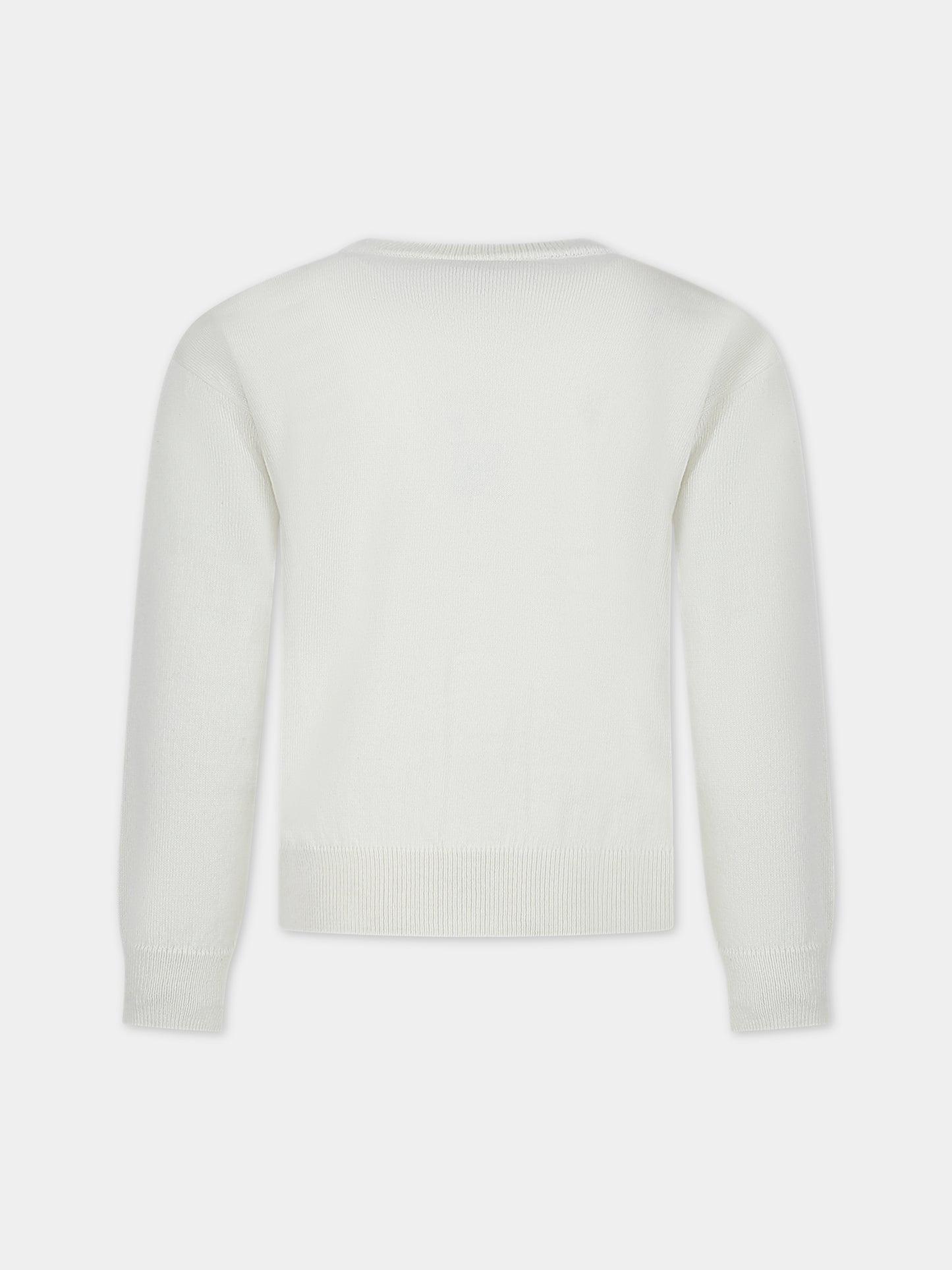 Maglione bianco per bambini con Teddy Bear,Moschino Kids,HNW00T LHE43 10063