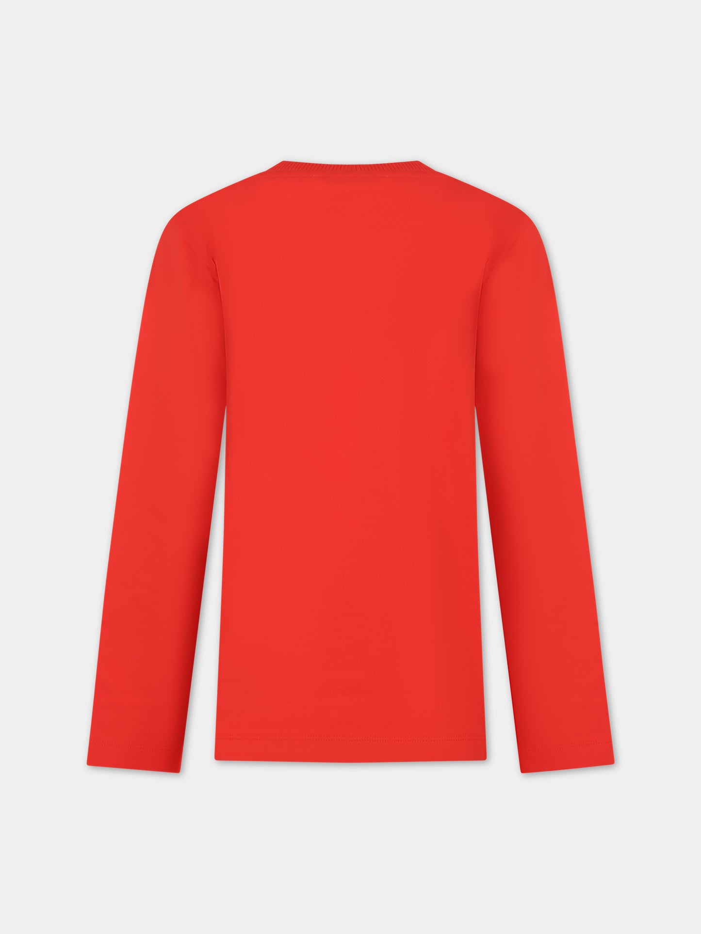 T-shirt rossa per bambini con Teddy Bear e logo,Moschino Kids,HPO00K LBA24 50109