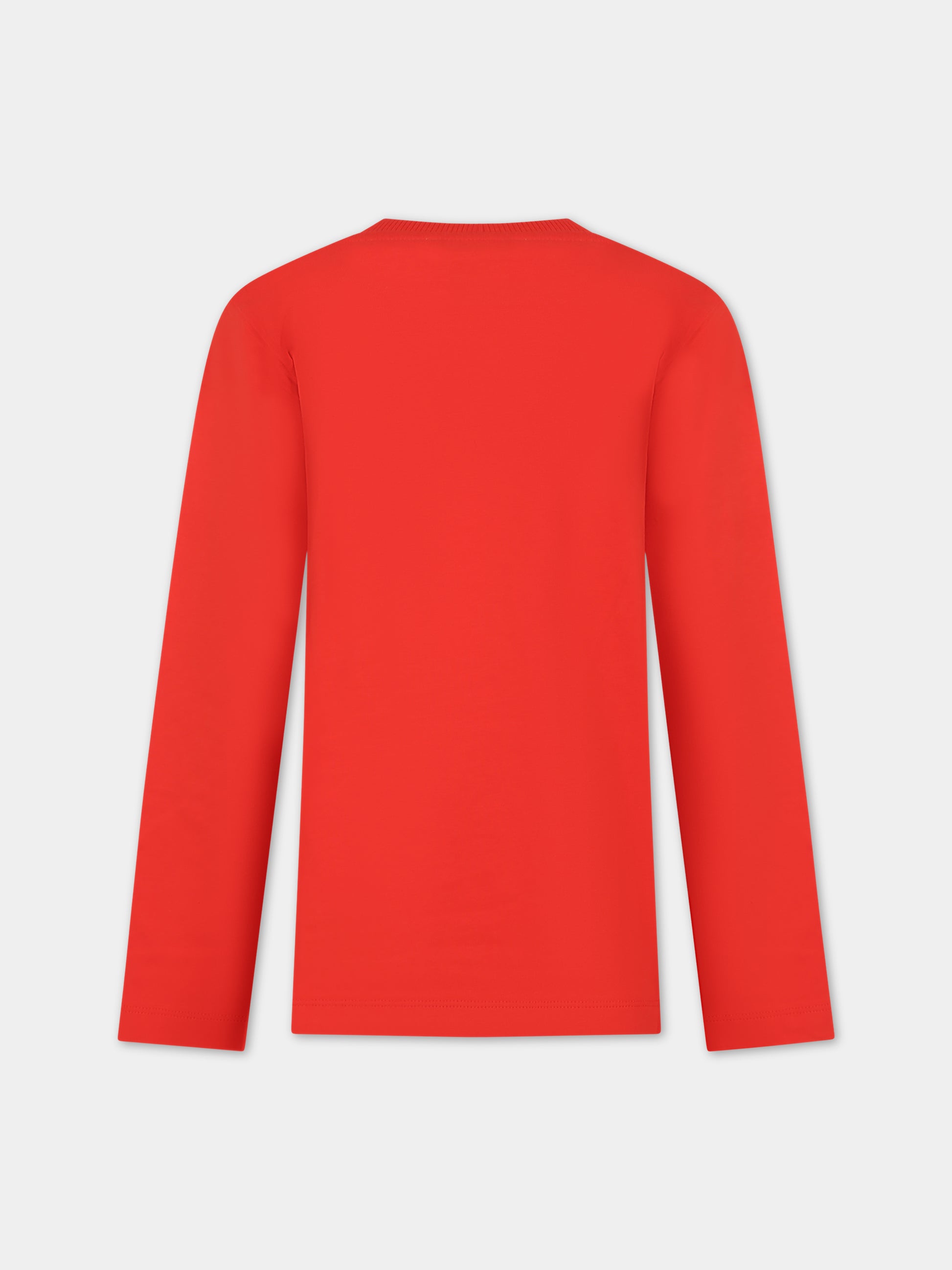 T-shirt rossa per bambini con Teddy Bear e logo,Moschino Kids,HPO00K LBA24 50109