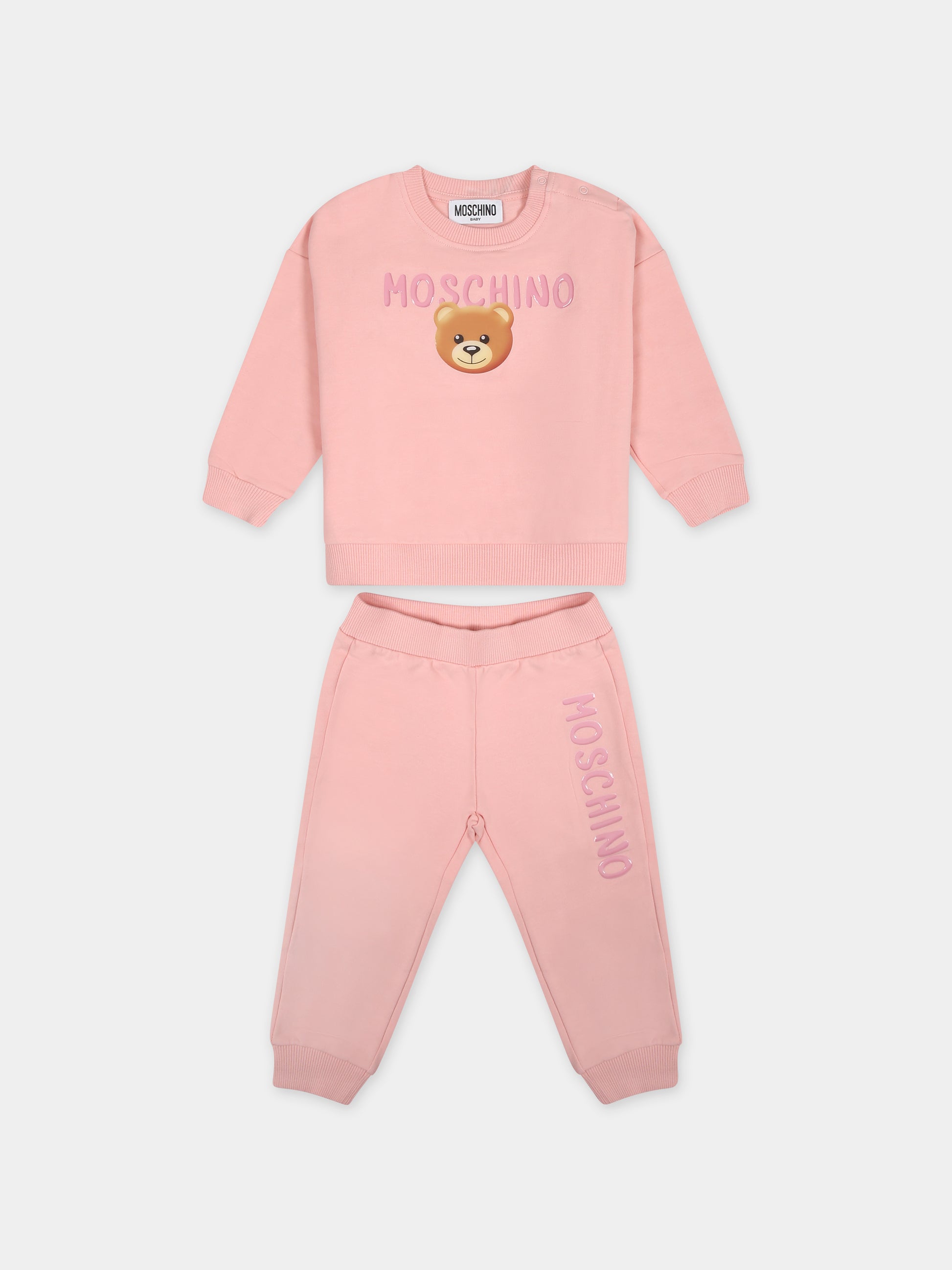 Completo rosa per neonata con teddy bear,Moschino Kids,MMK039 LDA17 50209