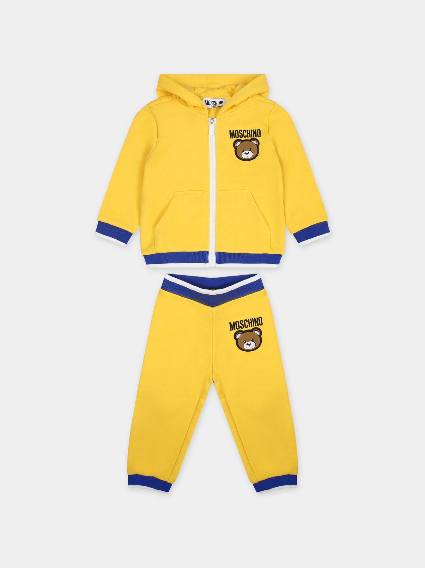 Completo giallo per neonato con Teddy Bear e logo,Moschino Kids,MUK04J LCA15 50082