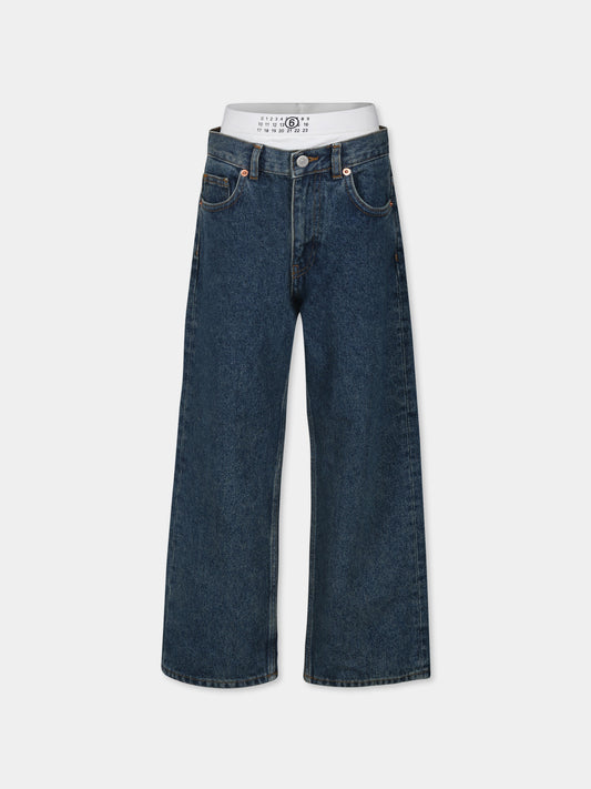 Jeans blu per bambini con logo,Mm6 Maison Margiela,M60632 MM03V MM6P136U M601