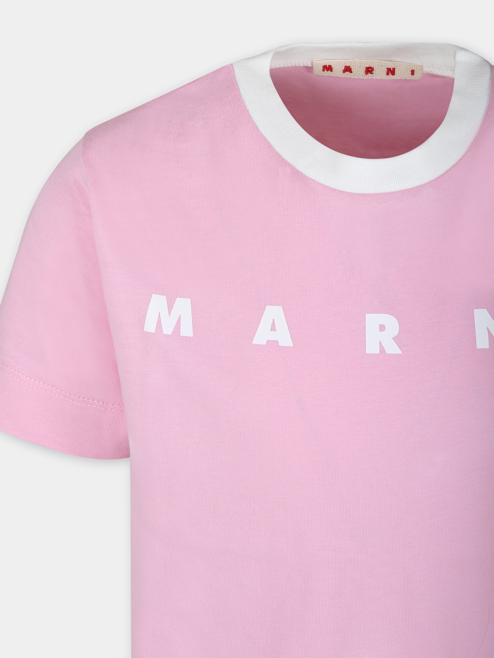 T-shirt rosa per bambina con logo,Marni Kids,M01228 M00L9 MT178U 0M345