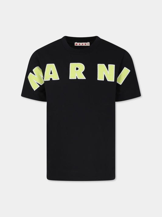 T-shirt nera per bambini con logo,Marni Kids,M01265 M00RF MT179U 0M900