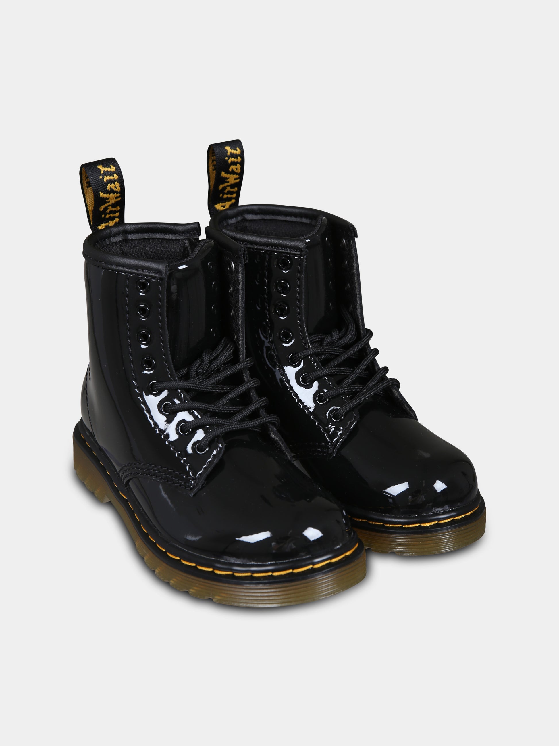 Anfibi 1460 neri per bambina con logo,Dr. Martens,1460 Y 21979001 BLACK PATENT LAMPER