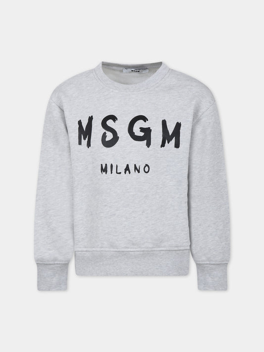 Felpa grigia per bambini con logo,Msgm Kids,F3MSJUSW022 107
