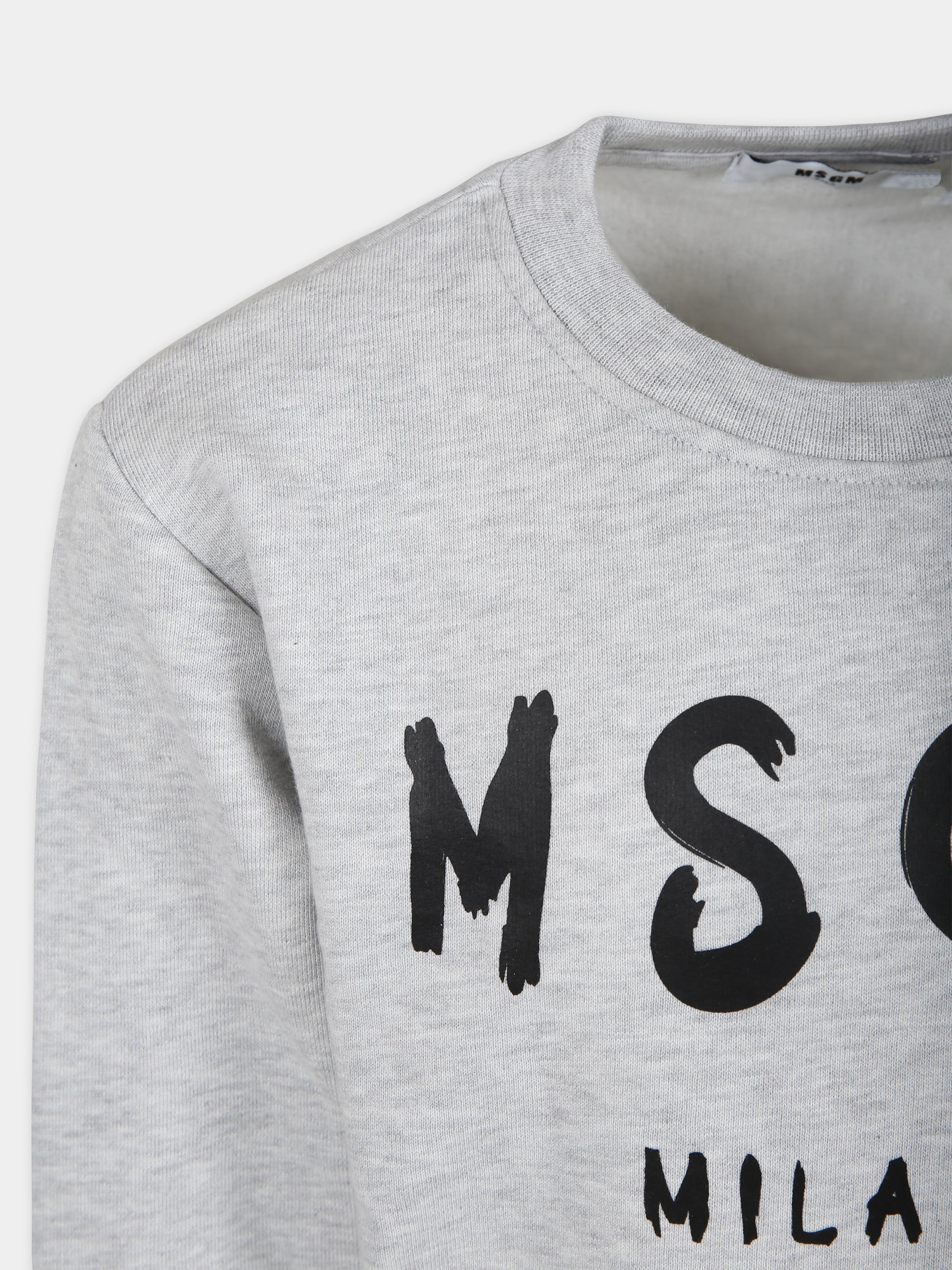Felpa grigia per bambini con logo,Msgm Kids,F3MSJUSW022 107