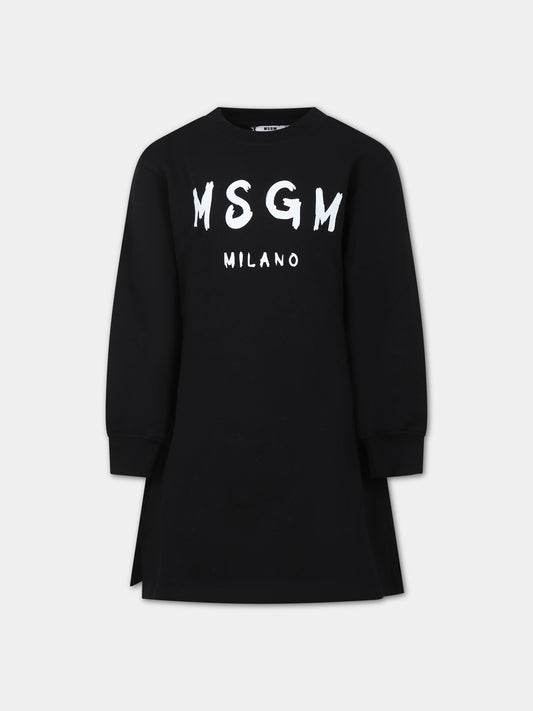 Vestito nero per bambina con logo,Msgm Kids,F3MSJGDR031 110