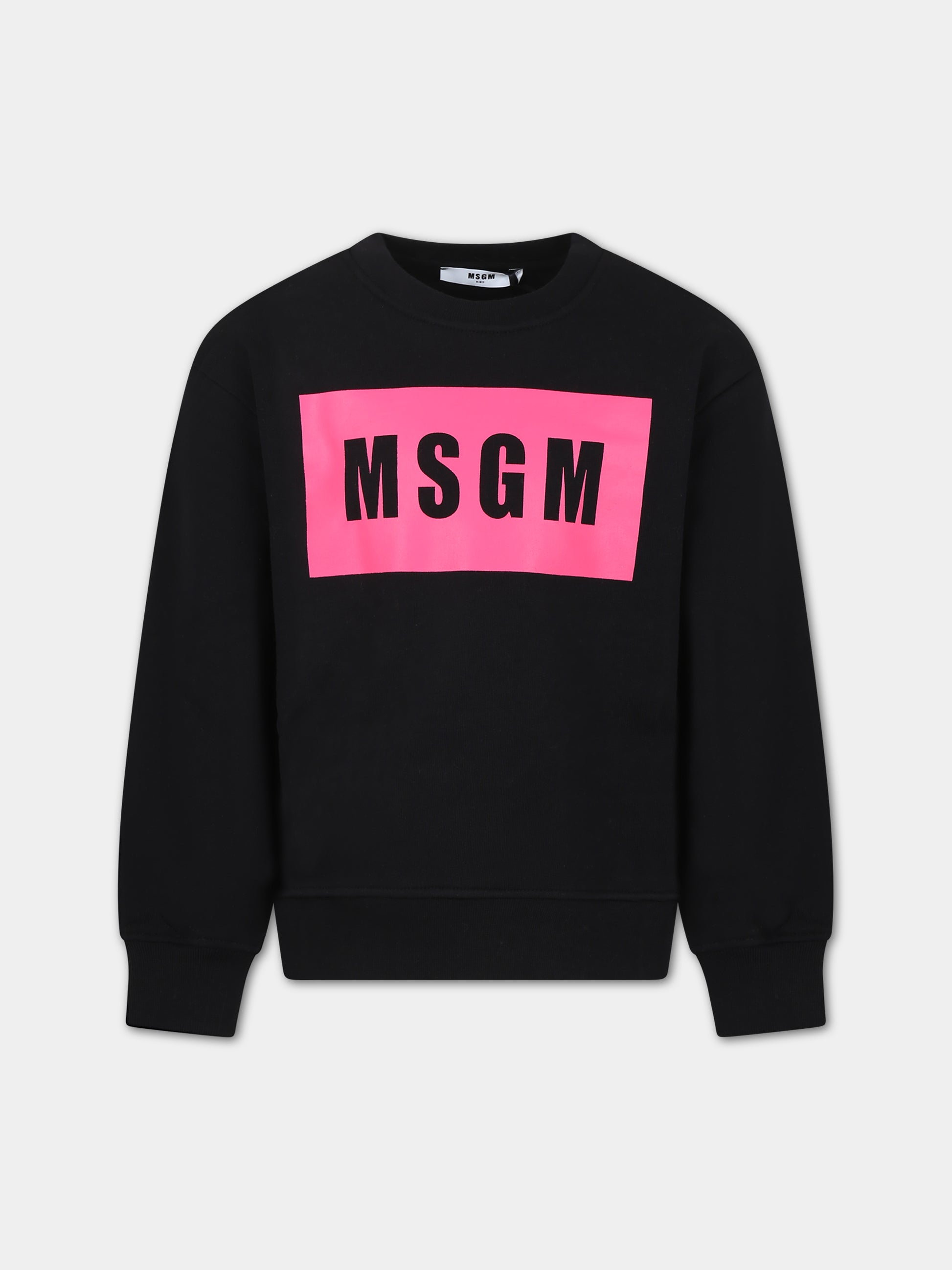 Felpa nera per bambina con logo,Msgm Kids,F3MSJUSW021 110