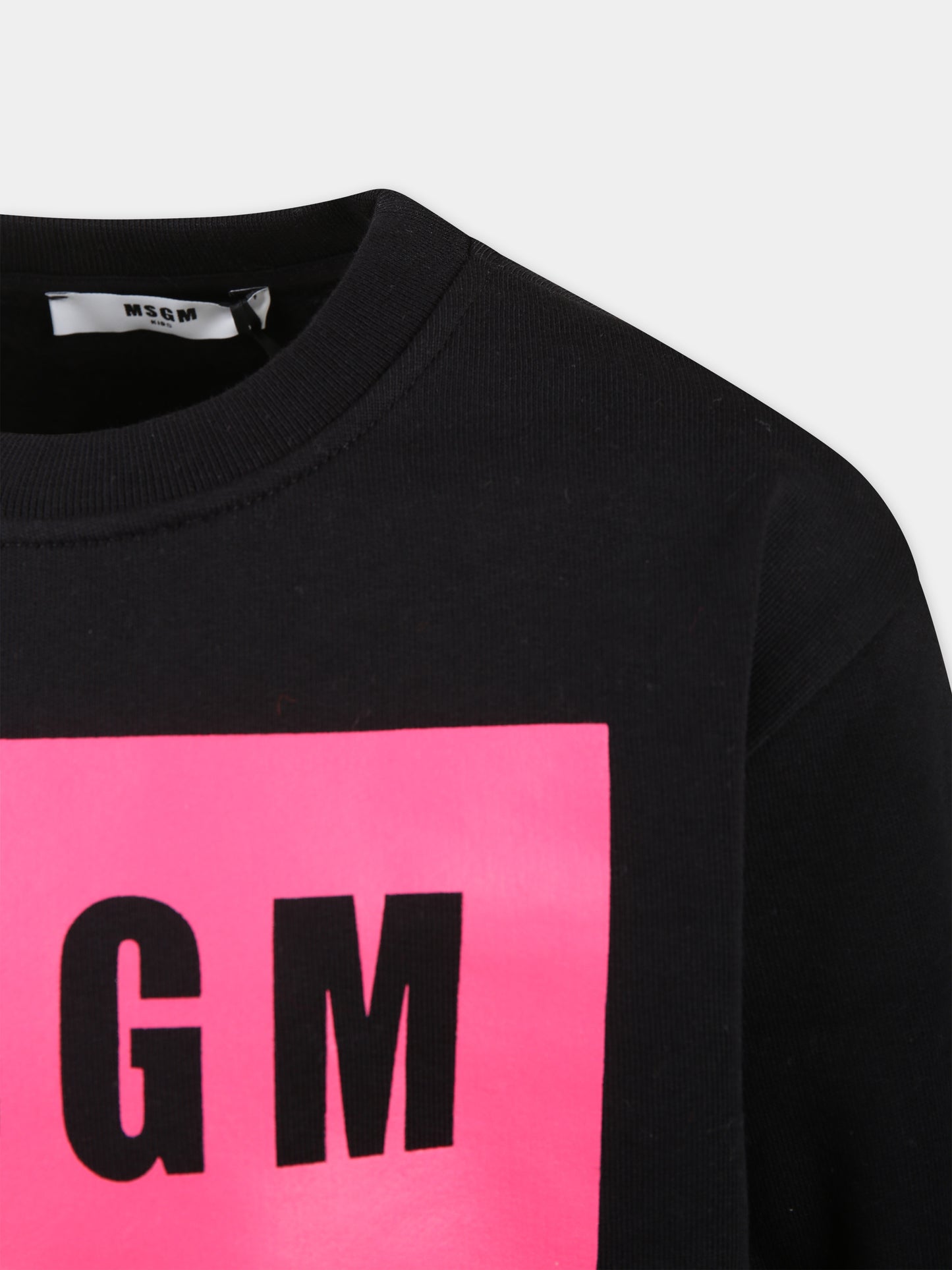 Felpa nera per bambina con logo,Msgm Kids,F3MSJUSW021 110