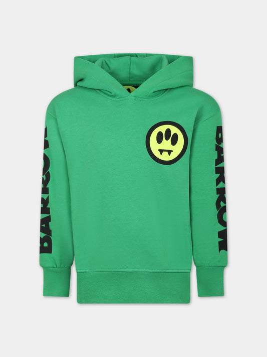 Felpa verde per bambini con logo,Barrow,F3BKJUHS093 BW012